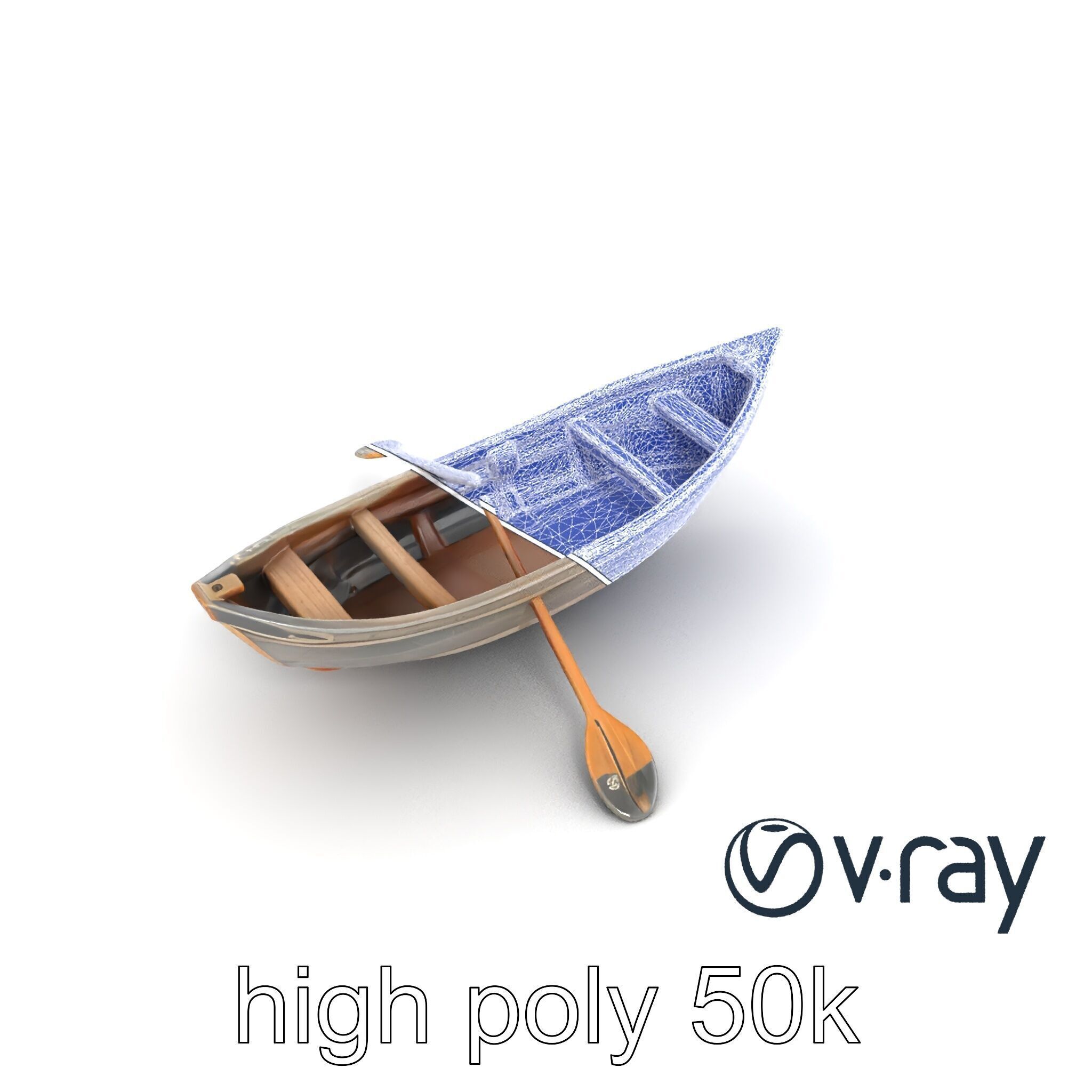 Weathered Rowboat with Oars model pack Low-poly 3D model_22