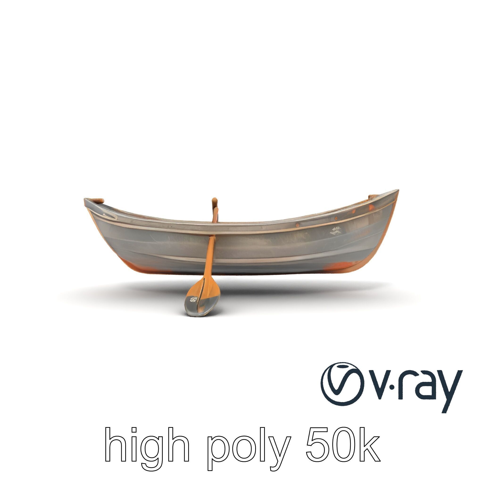 Weathered Rowboat with Oars model pack Low-poly 3D model_16