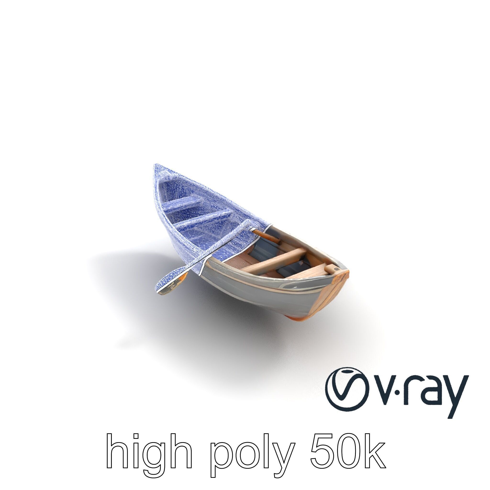 Weathered Rowboat with Oars model pack Low-poly 3D model_21