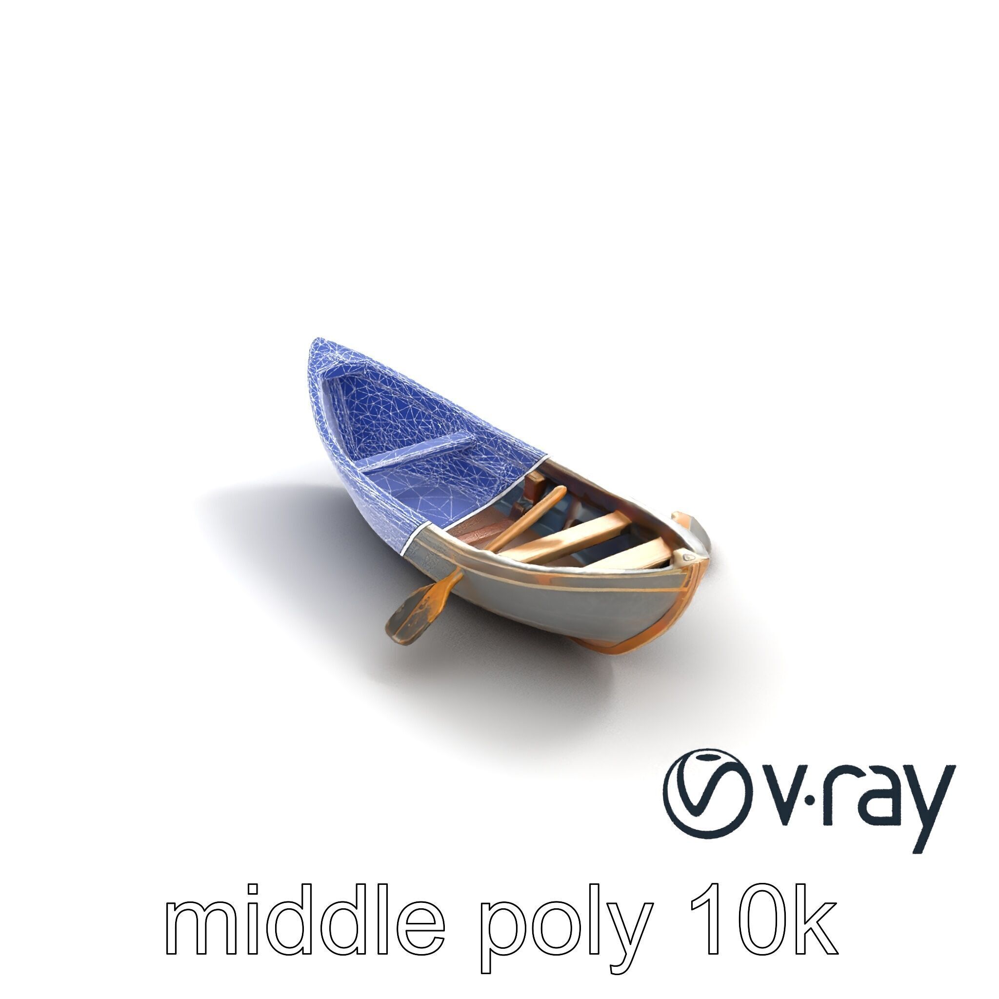 Weathered Rowboat with Oars model pack Low-poly 3D model_11