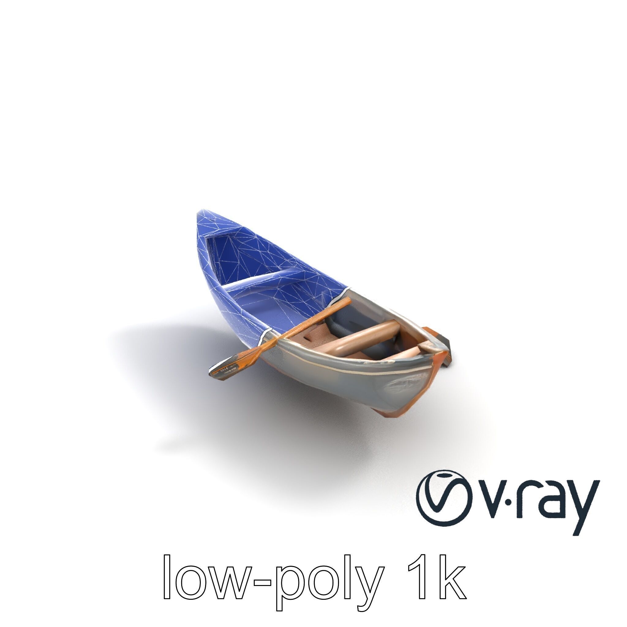 Weathered Rowboat with Oars model pack Low-poly 3D model_29