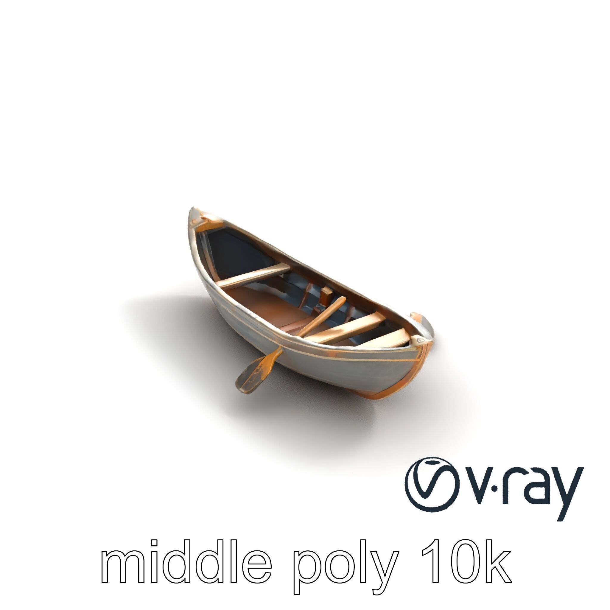 Weathered Rowboat with Oars model pack Low-poly 3D model_8