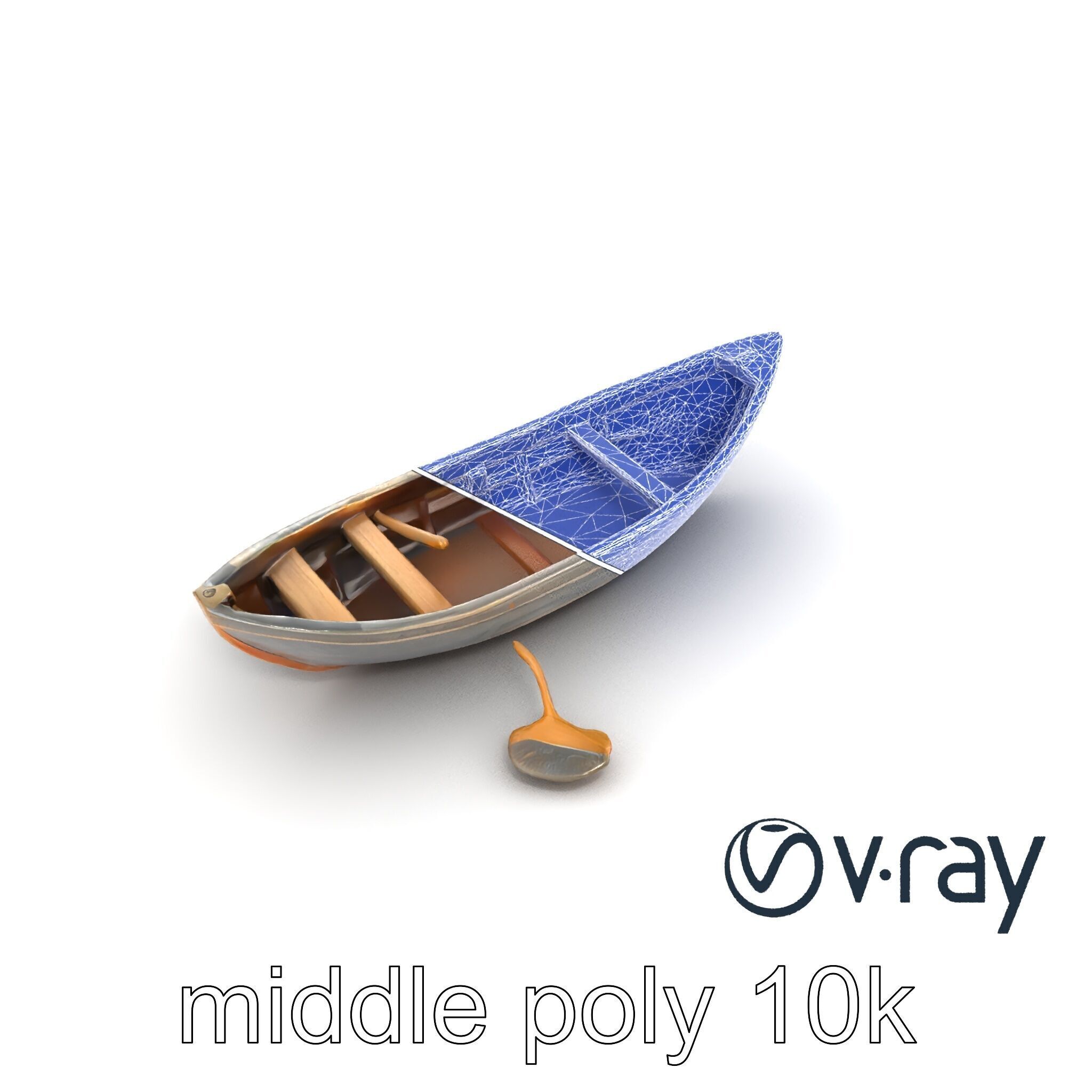 Weathered Rowboat with Oars model pack Low-poly 3D model_30