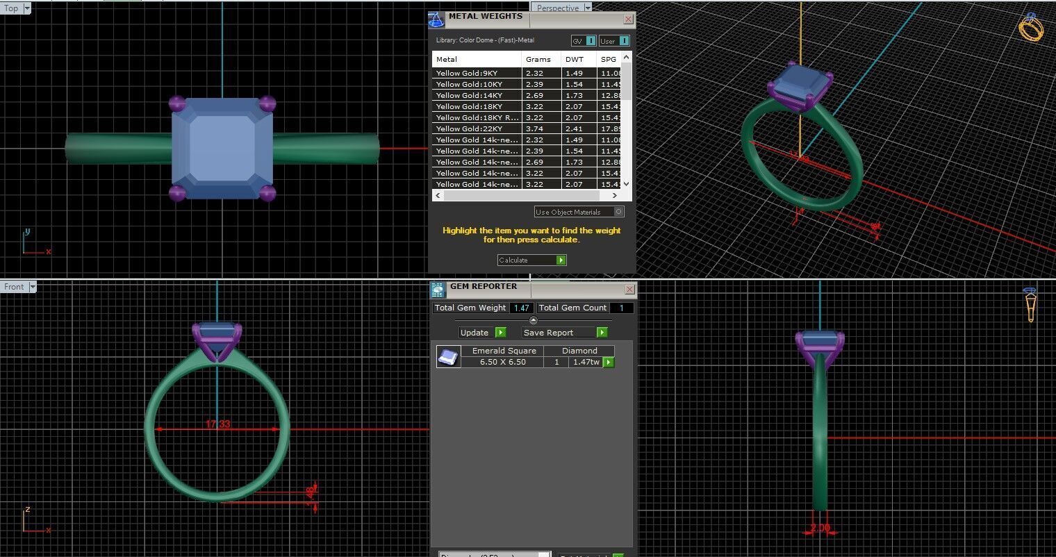 Asscher Diamond Solitaire Ring 3D print model 3D print model_25