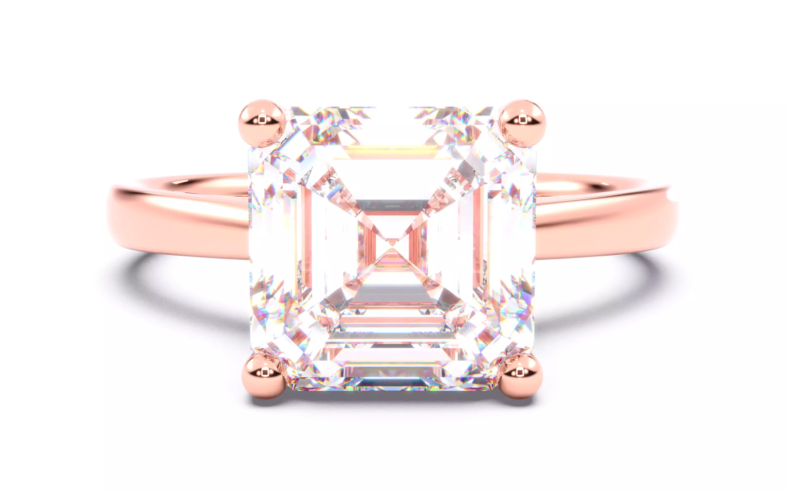 Asscher Diamond Solitaire Ring 3D print model 3D print model_0