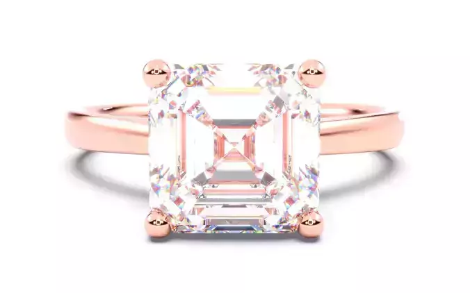 Asscher Diamond Solitaire Ring 3D print model 3D print model