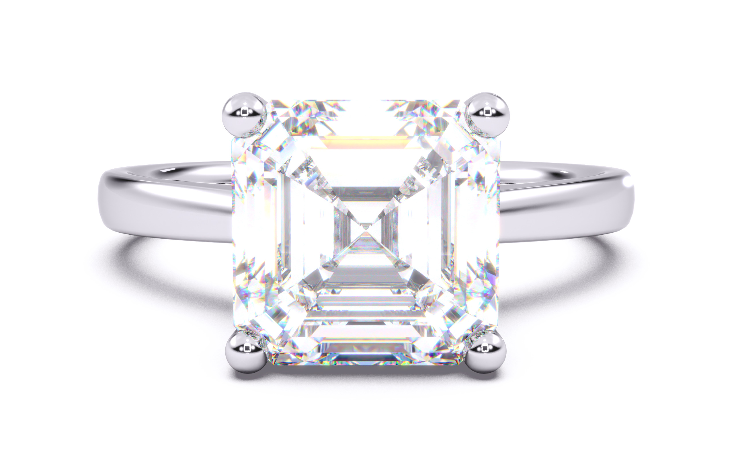 Asscher Diamond Solitaire Ring 3D print model 3D print model_2