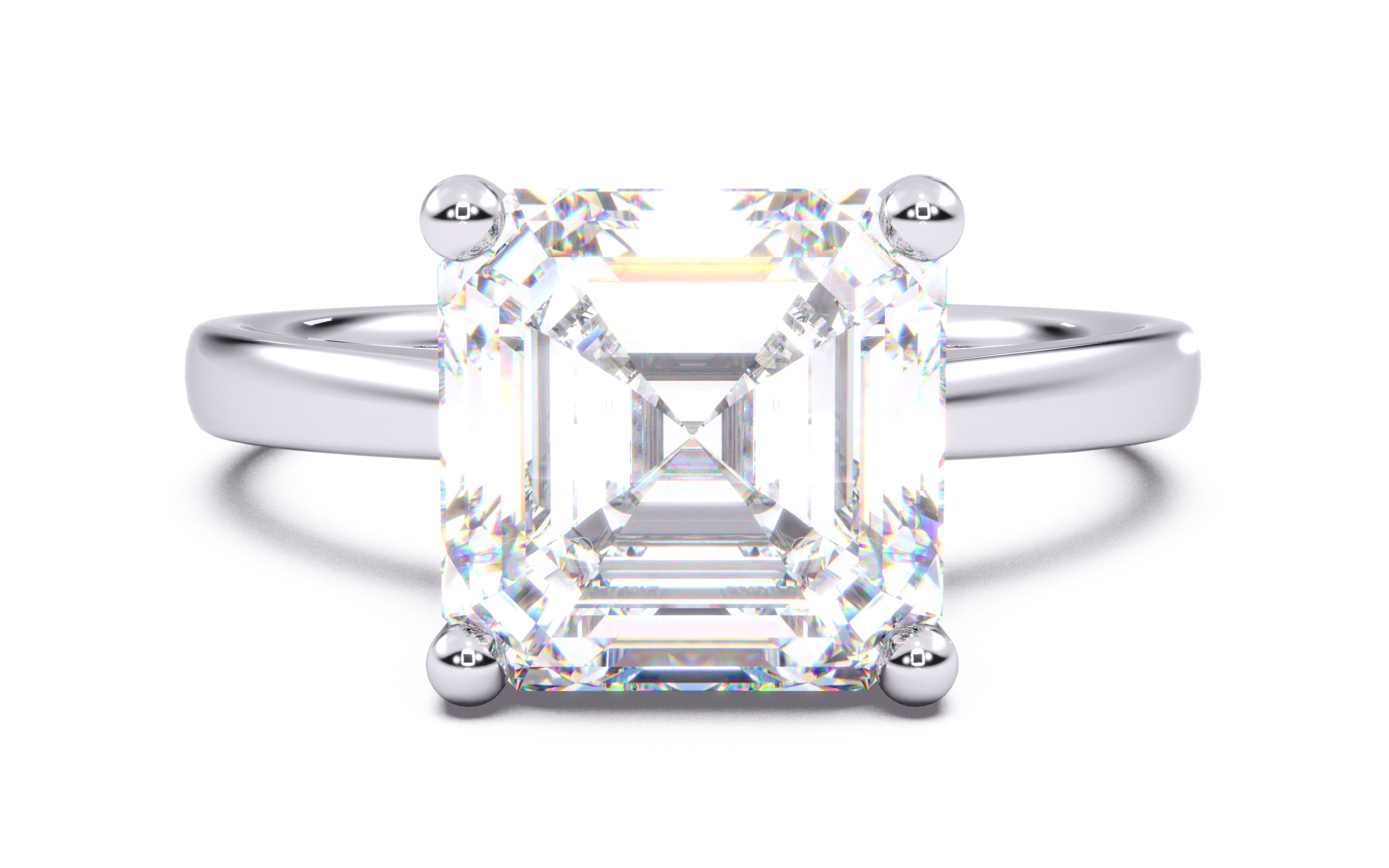 Asscher Diamond Solitaire Ring 3D print model 3D print model_13