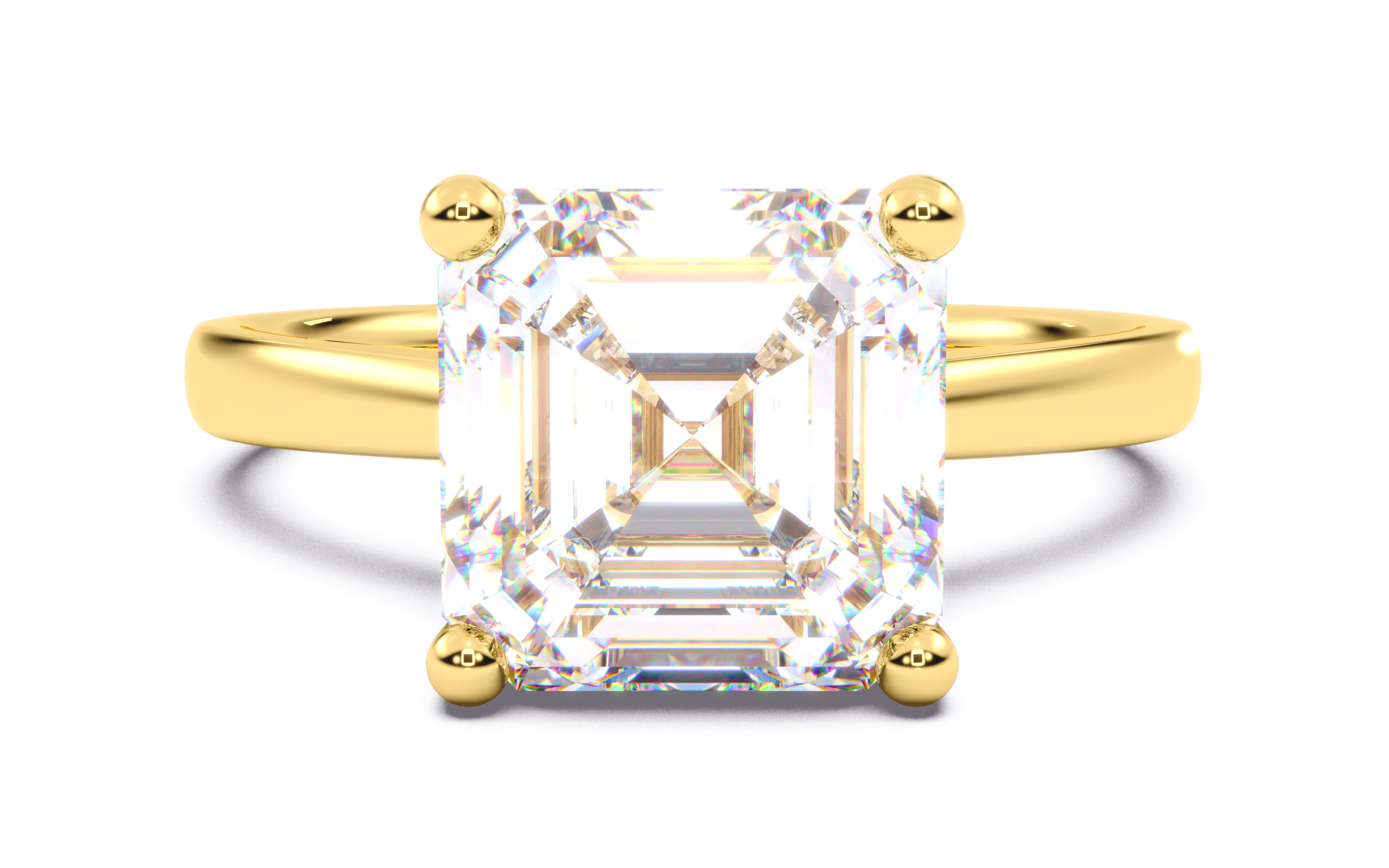 Asscher Diamond Solitaire Ring 3D print model 3D print model_21