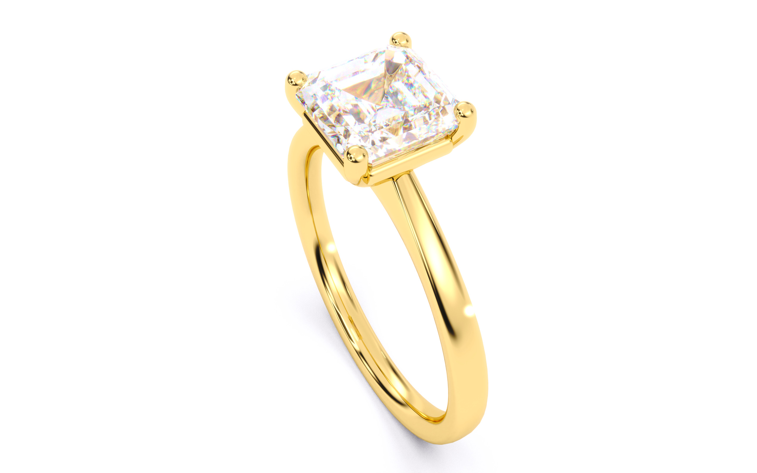 Asscher Diamond Solitaire Ring 3D print model 3D print model_10
