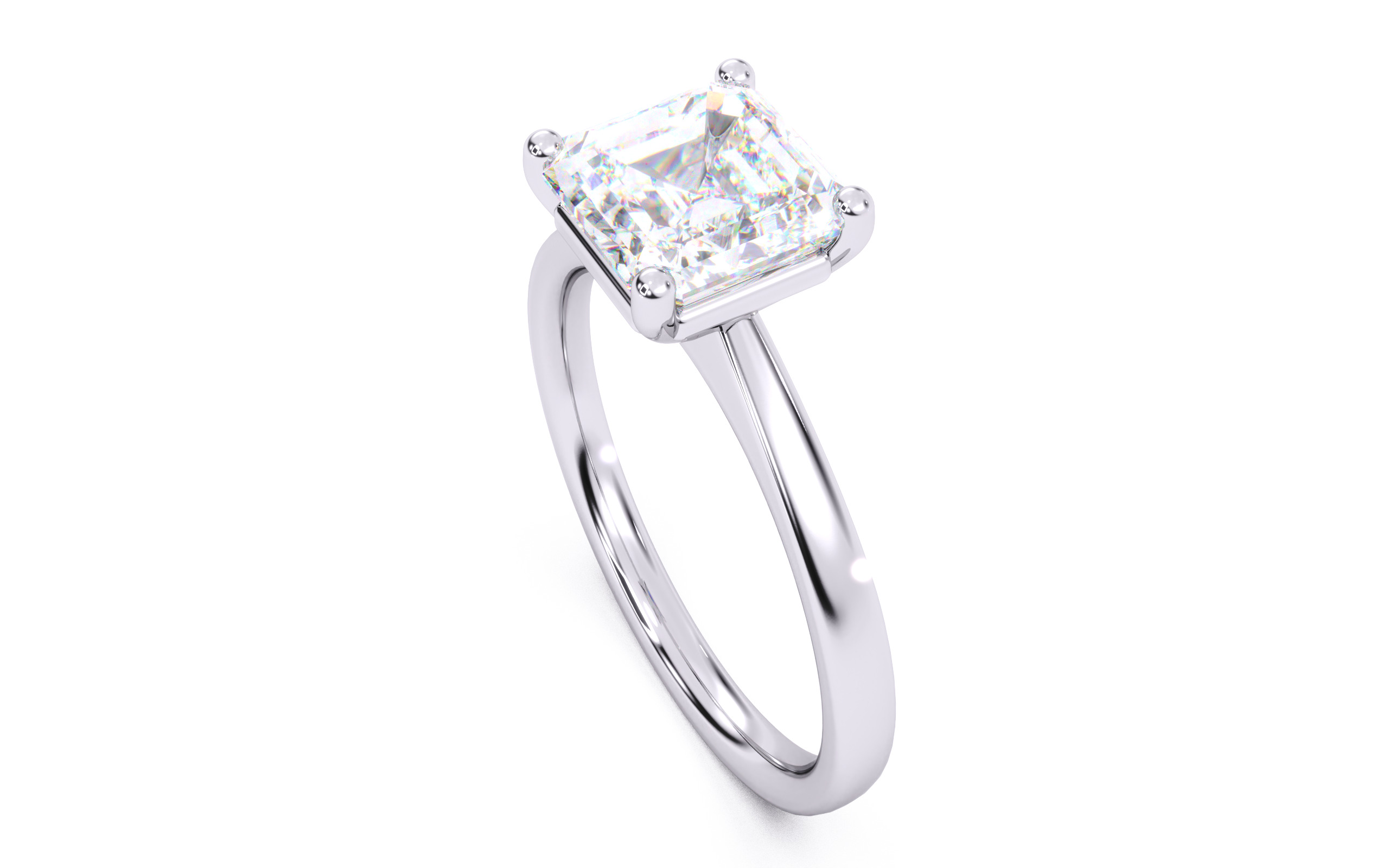 Asscher Diamond Solitaire Ring 3D print model 3D print model_9