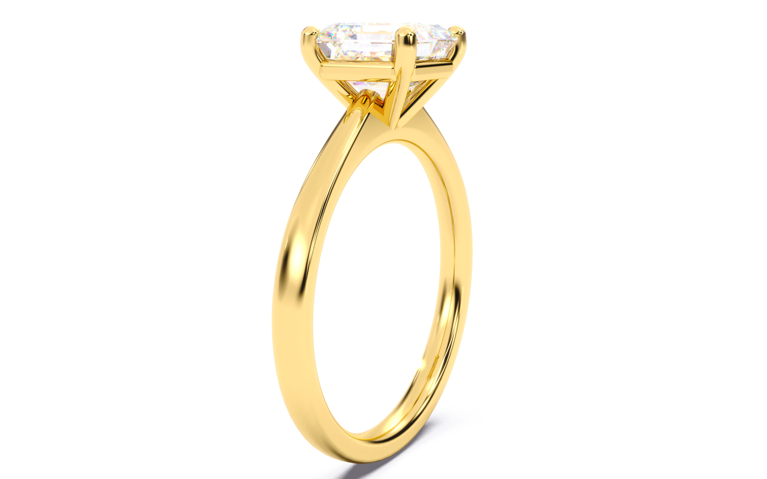 Asscher Diamond Solitaire Ring 3D print model 3D print model_14