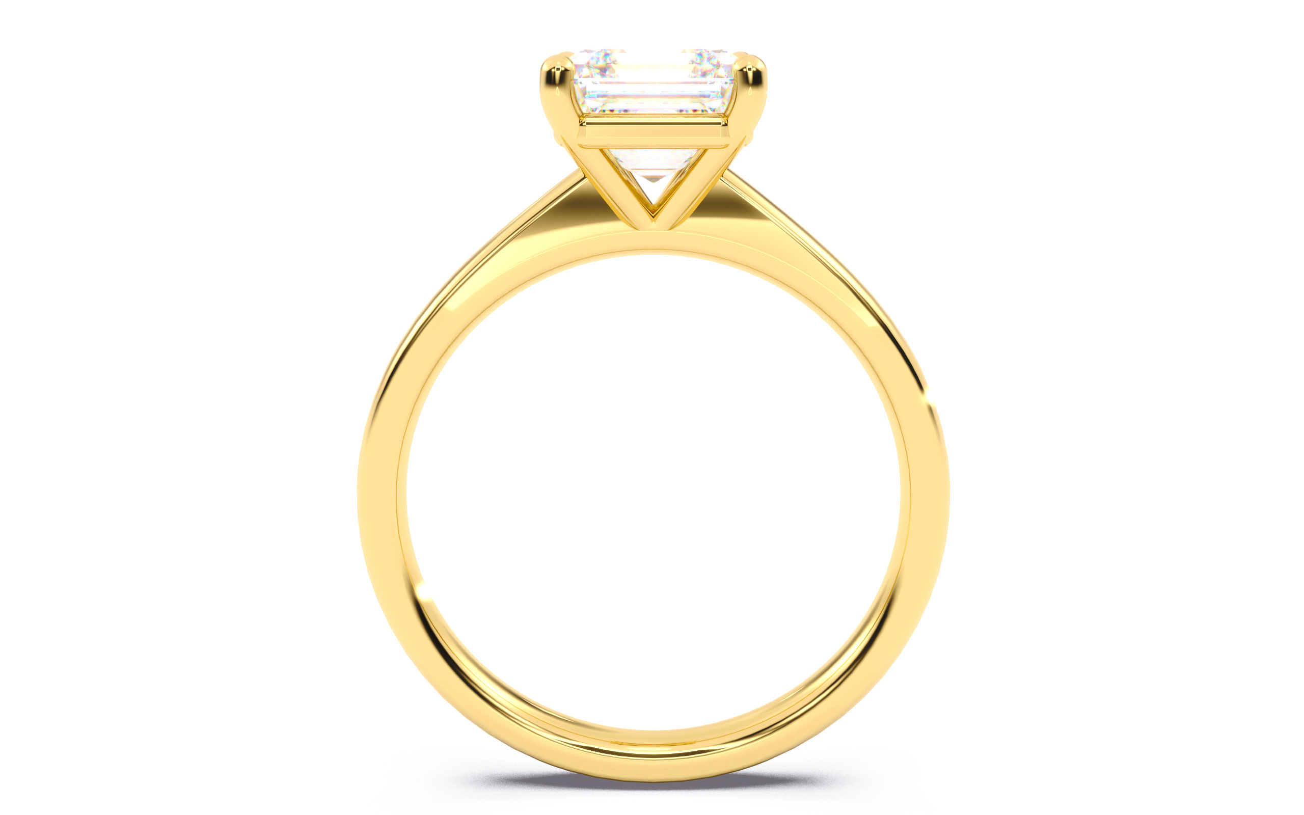 Asscher Diamond Solitaire Ring 3D print model 3D print model_23