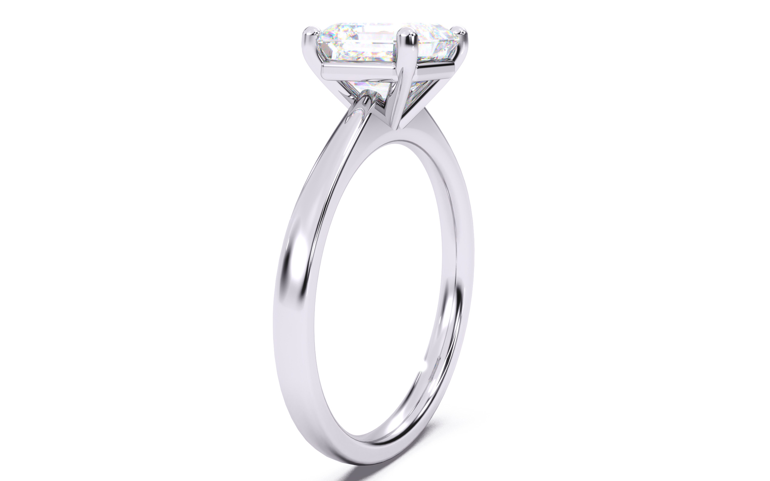 Asscher Diamond Solitaire Ring 3D print model 3D print model_16