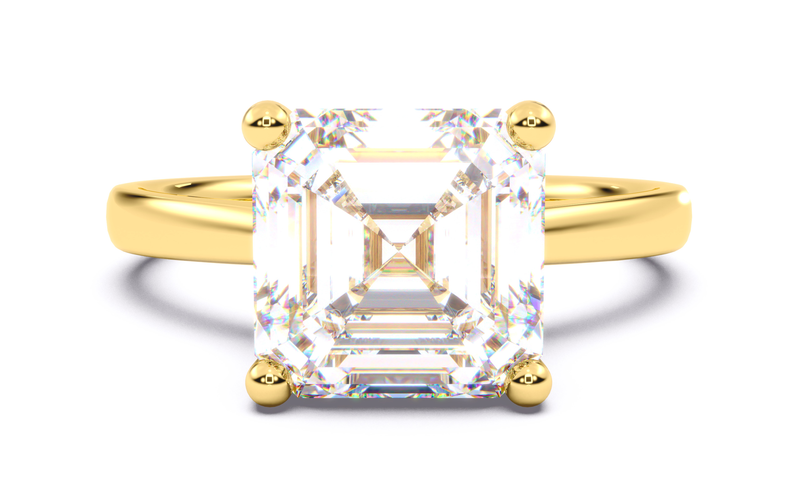Asscher Diamond Solitaire Ring 3D print model 3D print model_20