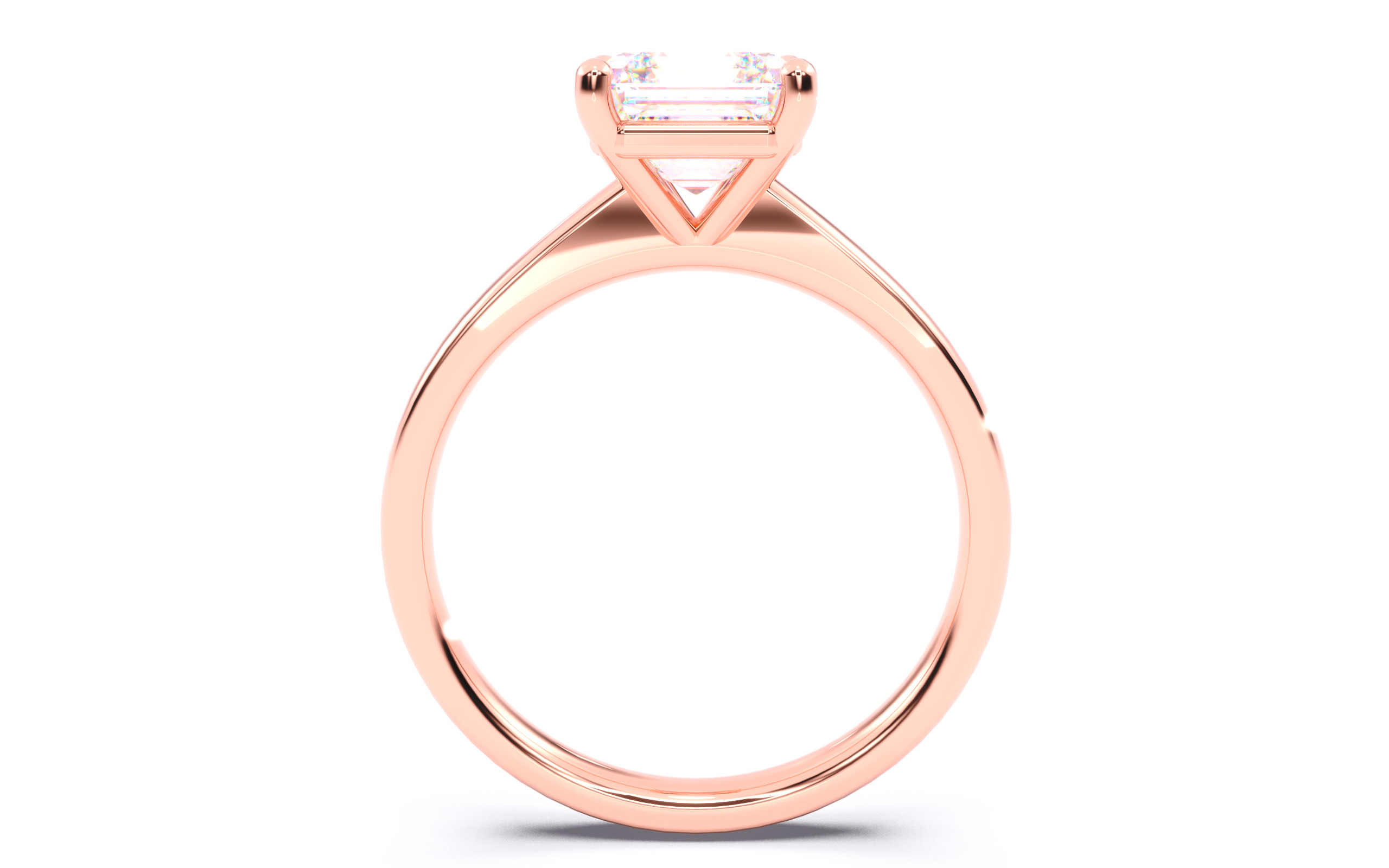 Asscher Diamond Solitaire Ring 3D print model 3D print model_4
