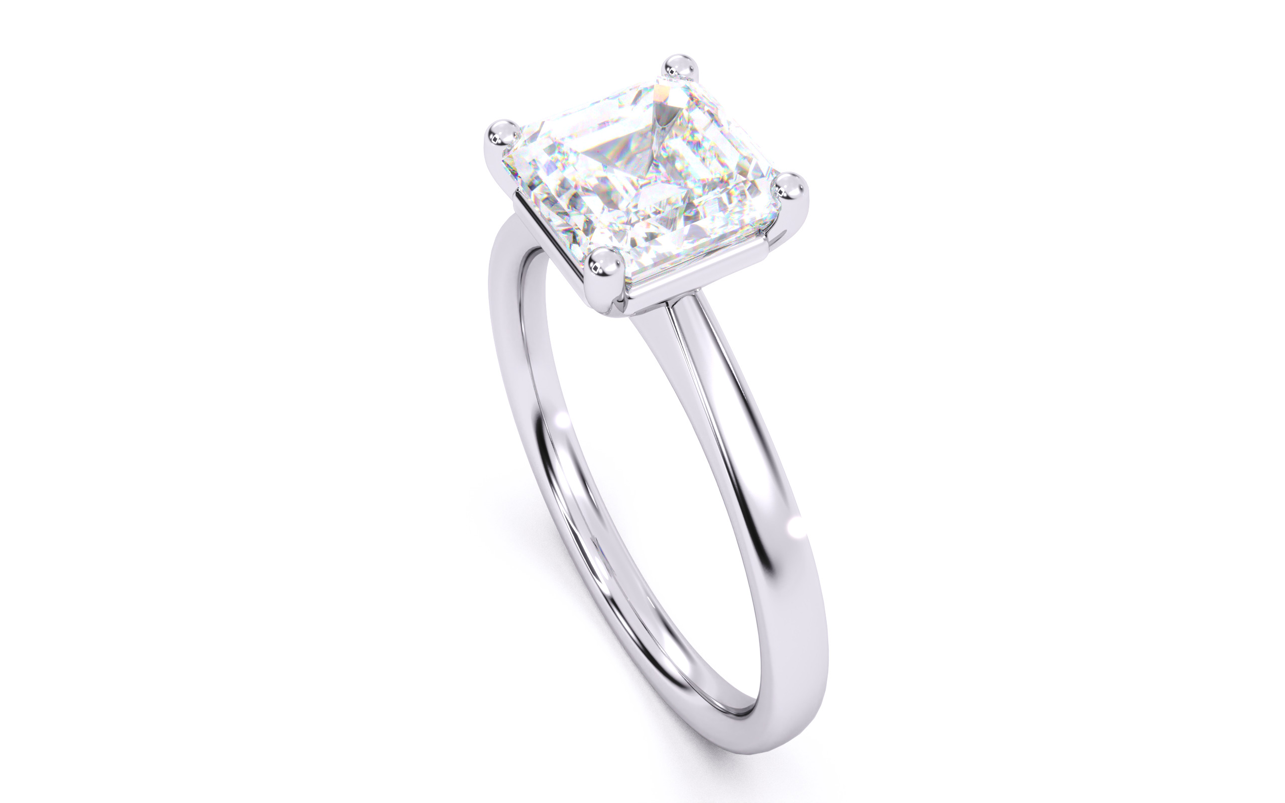 Asscher Diamond Solitaire Ring 3D print model 3D print model_8