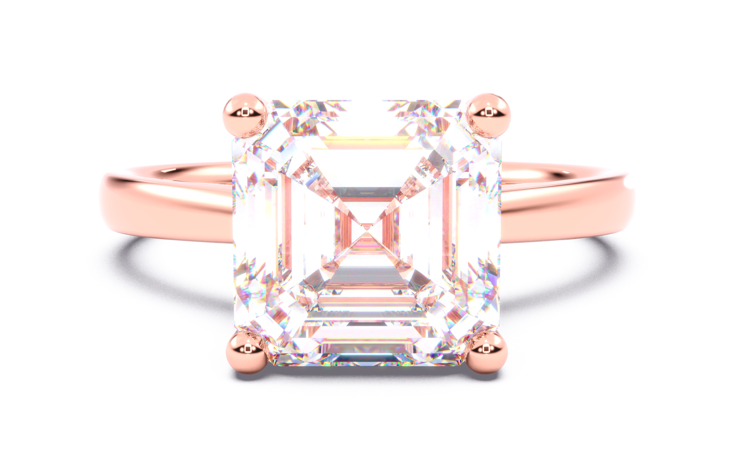 Asscher Diamond Solitaire Ring 3D print model 3D print model_19