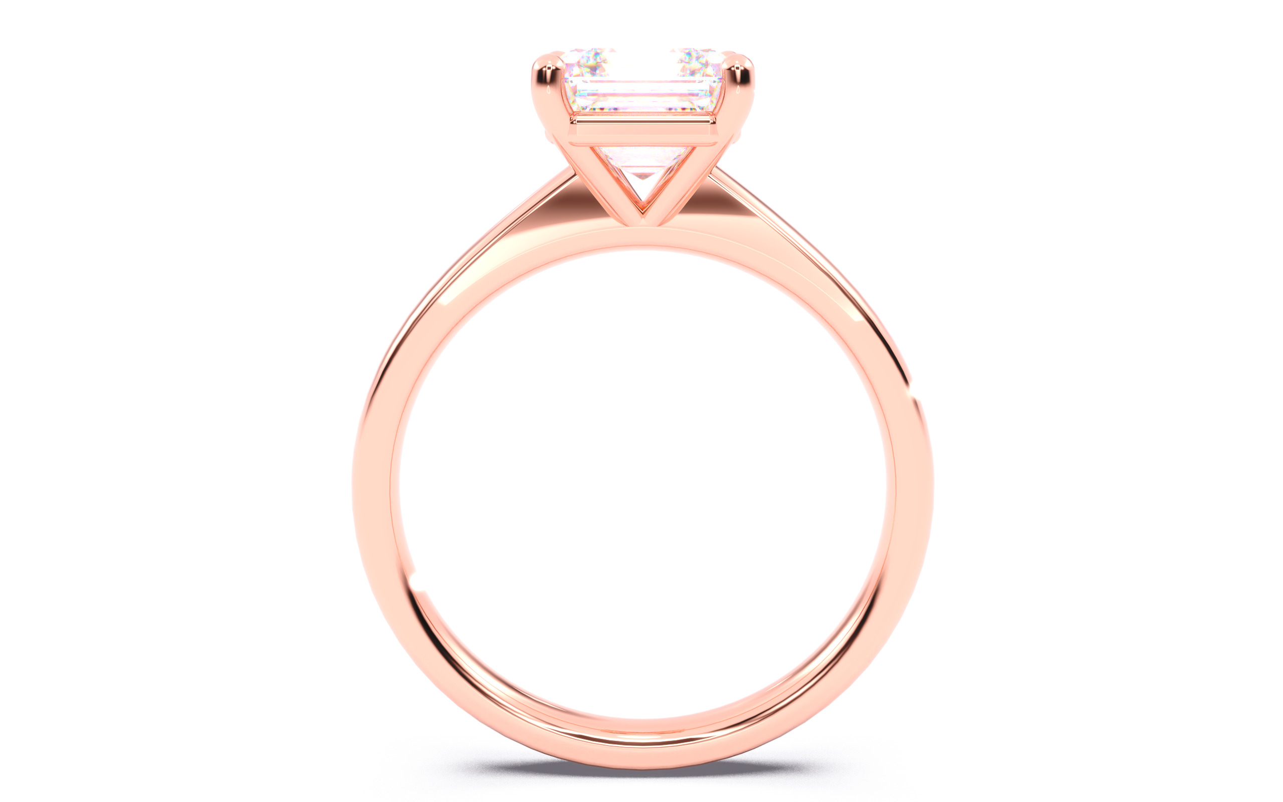 Asscher Diamond Solitaire Ring 3D print model 3D print model_5