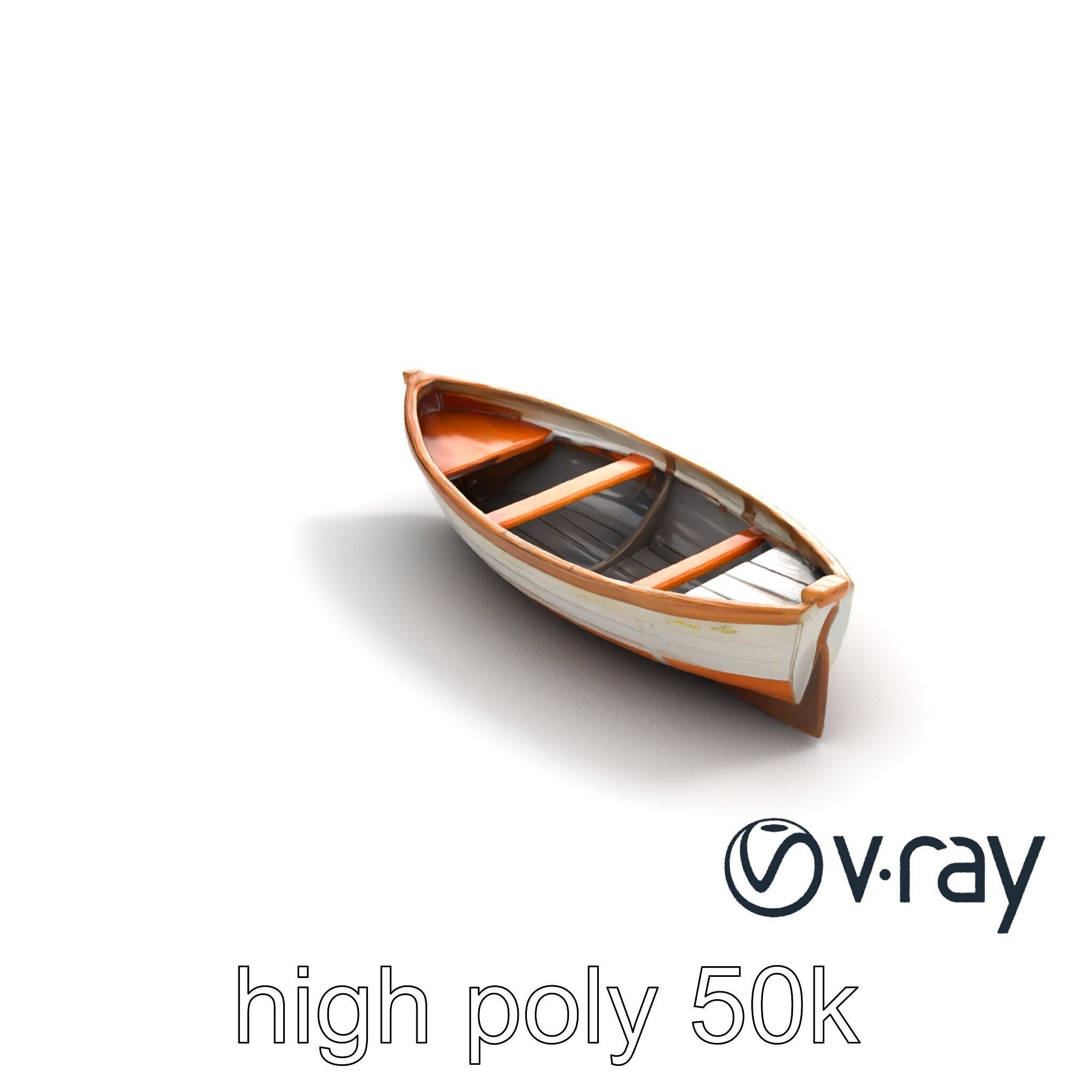 Weathered Rowboat with Cracked Hull and Oars model pack Low-poly 3D model_9