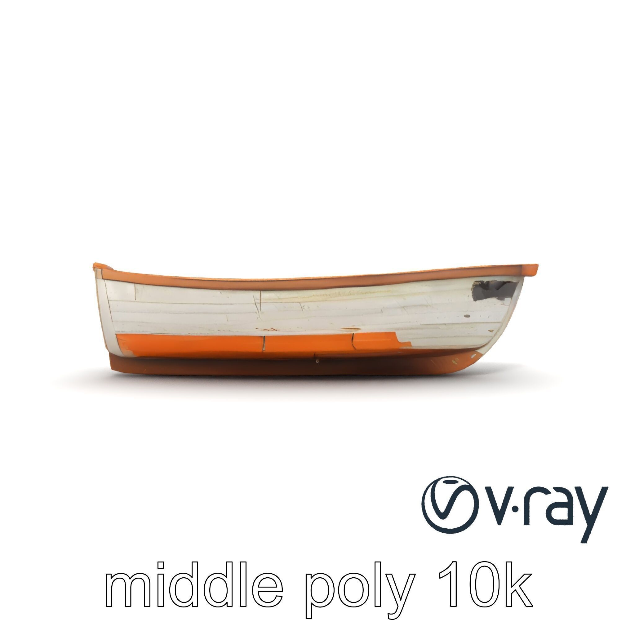Weathered Rowboat with Cracked Hull and Oars model pack Low-poly 3D model_12