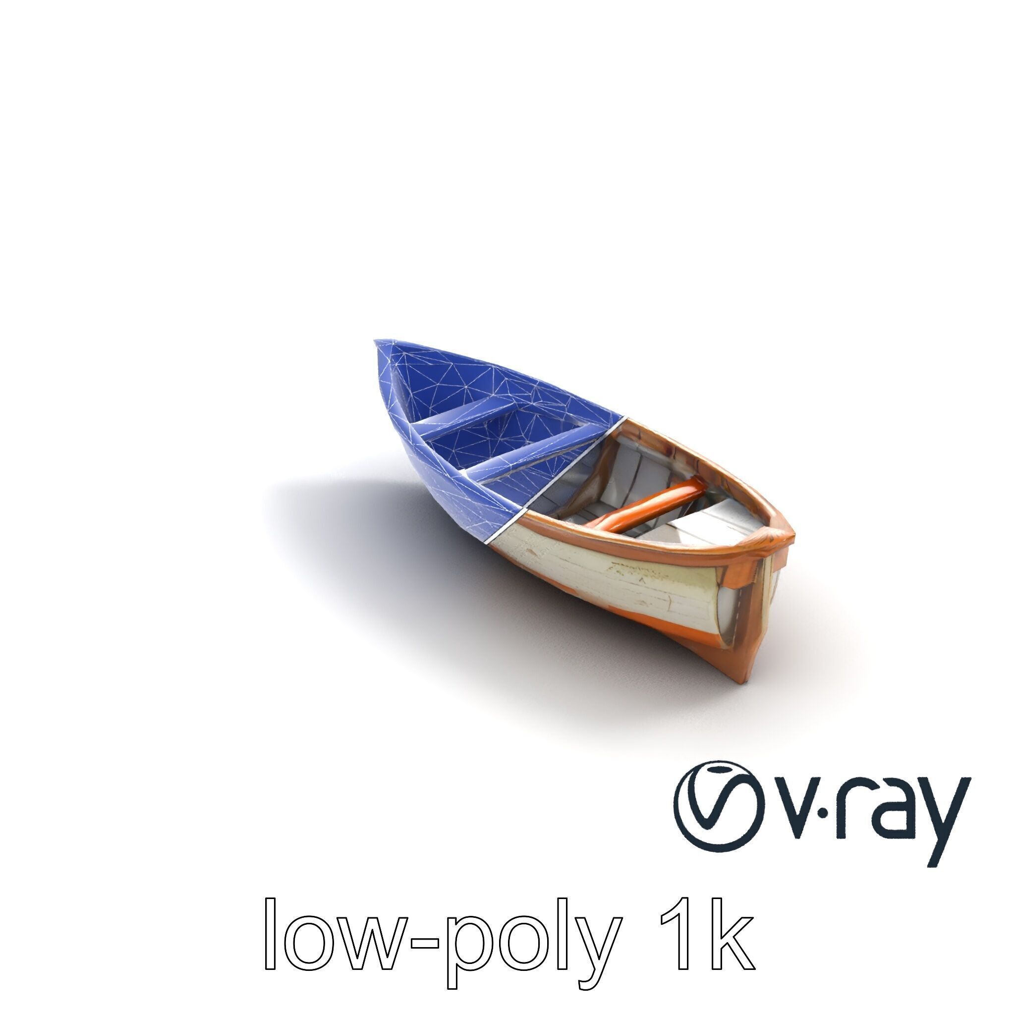 Weathered Rowboat with Cracked Hull and Oars model pack Low-poly 3D model_19