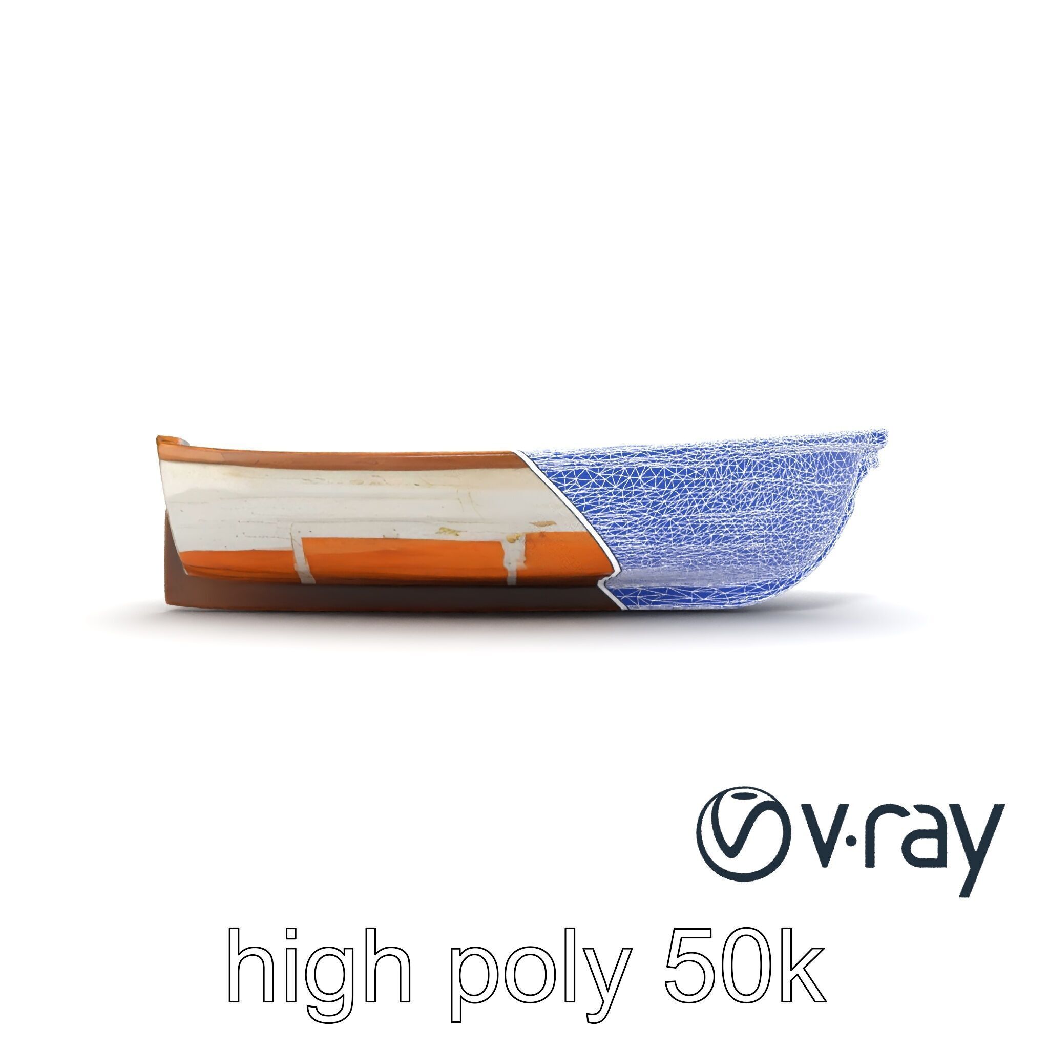 Weathered Rowboat with Cracked Hull and Oars model pack Low-poly 3D model_24
