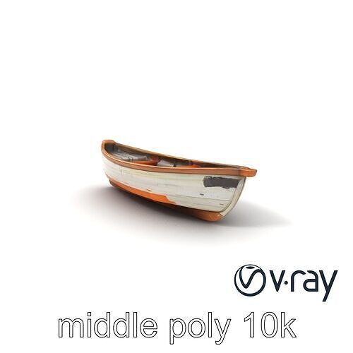 Weathered Rowboat with Cracked Hull and Oars model pack Low-poly 3D model
