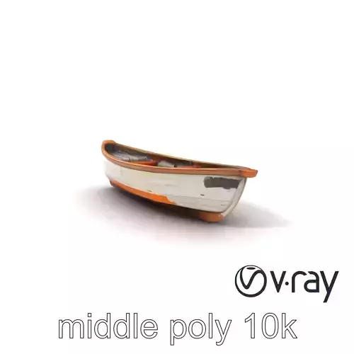 Weathered Rowboat with Cracked Hull and Oars model pack Low-poly 3D model