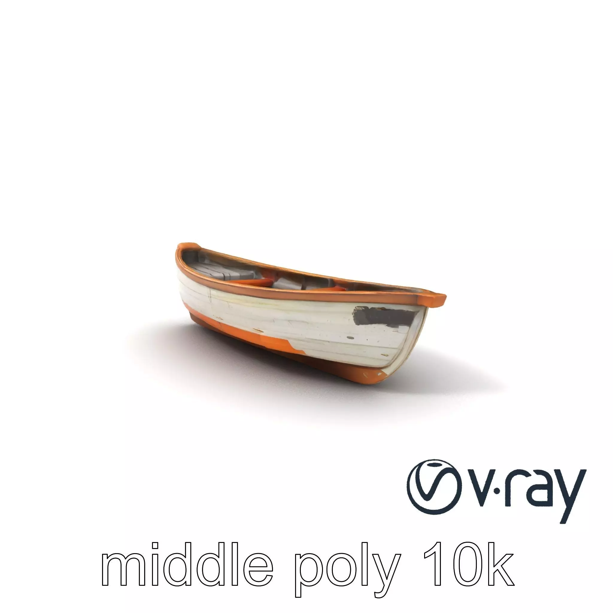Weathered Rowboat with Cracked Hull and Oars model pack Low-poly 3D model_0