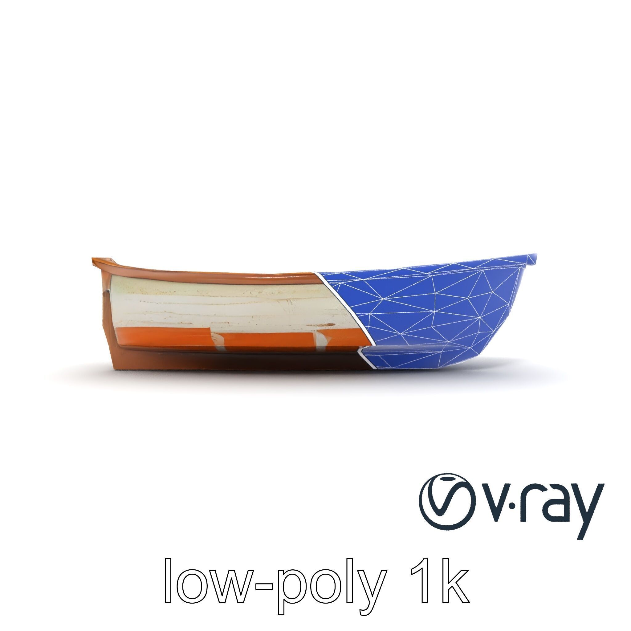 Weathered Rowboat with Cracked Hull and Oars model pack Low-poly 3D model_25