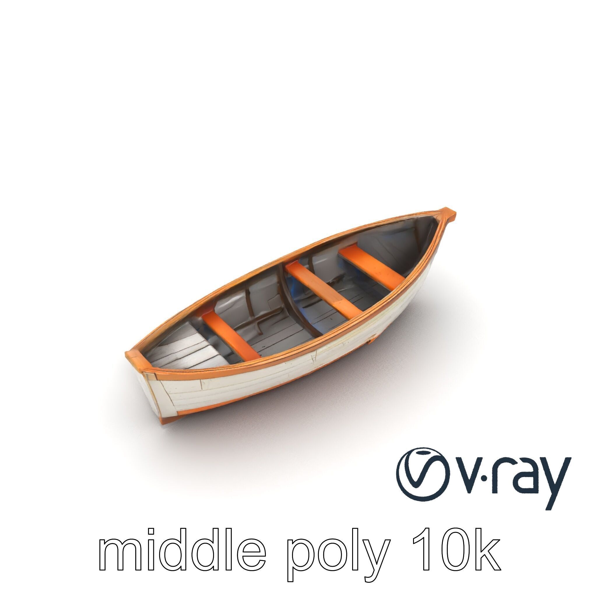 Weathered Rowboat with Cracked Hull and Oars model pack Low-poly 3D model_16