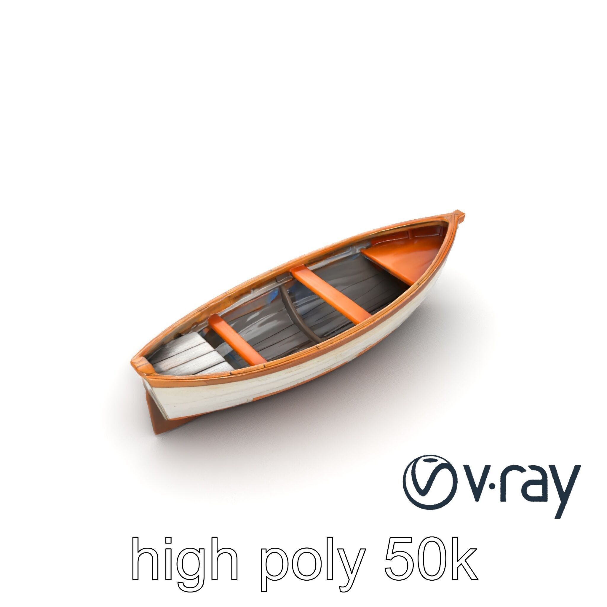 Weathered Rowboat with Cracked Hull and Oars model pack Low-poly 3D model_21