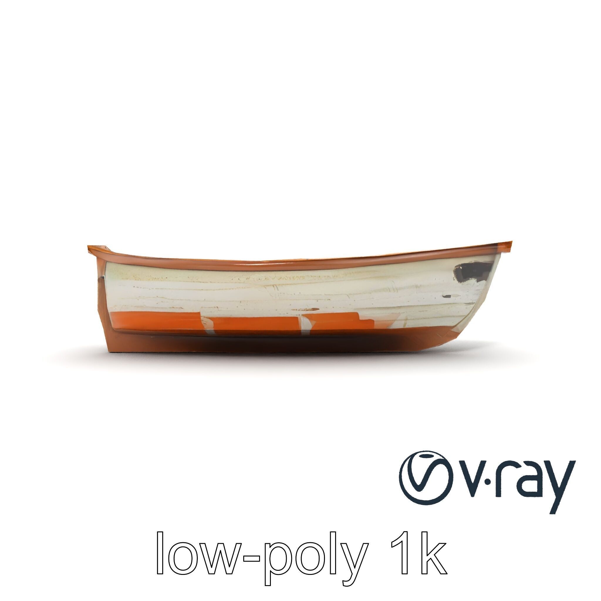 Weathered Rowboat with Cracked Hull and Oars model pack Low-poly 3D model_14