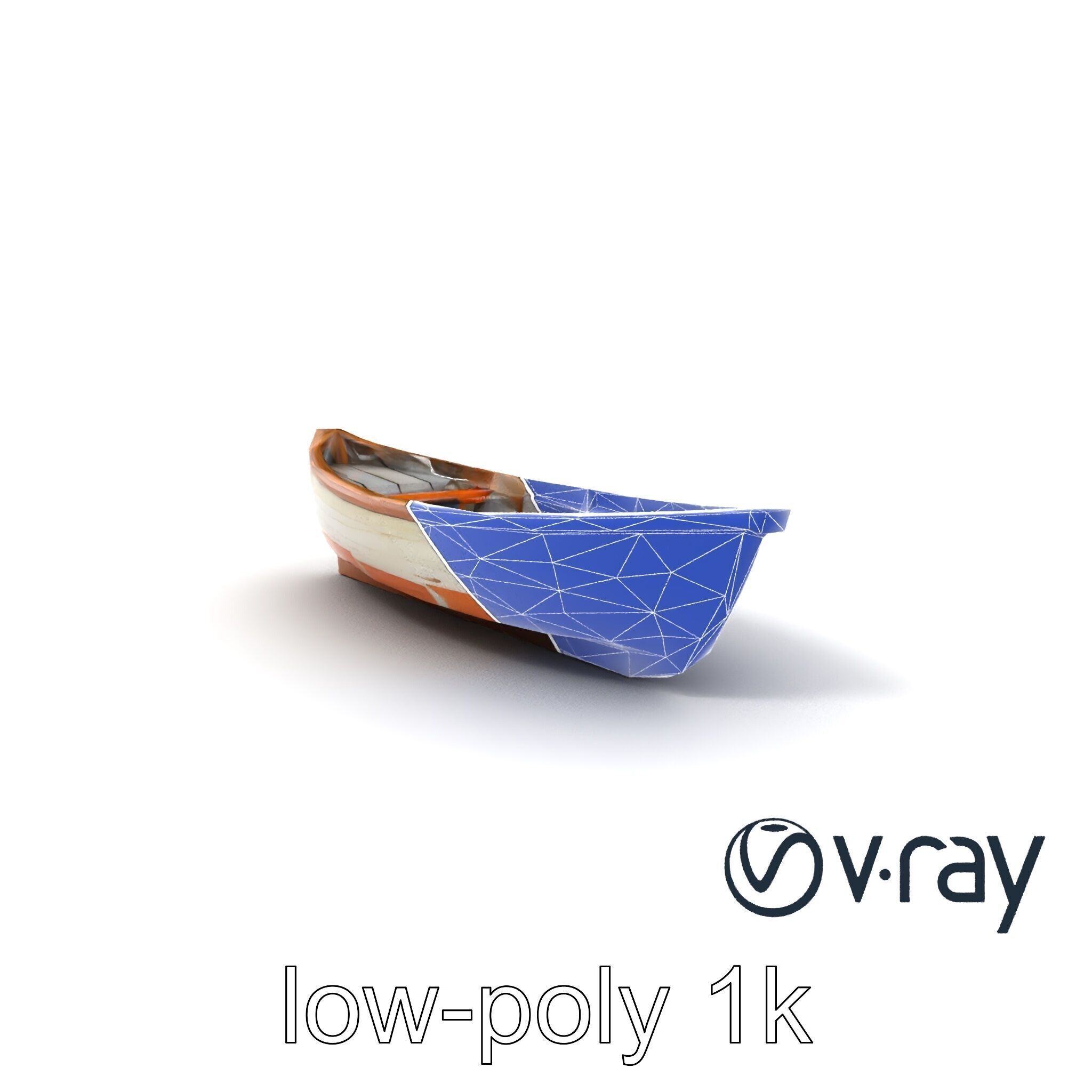 Weathered Rowboat with Cracked Hull and Oars model pack Low-poly 3D model_6