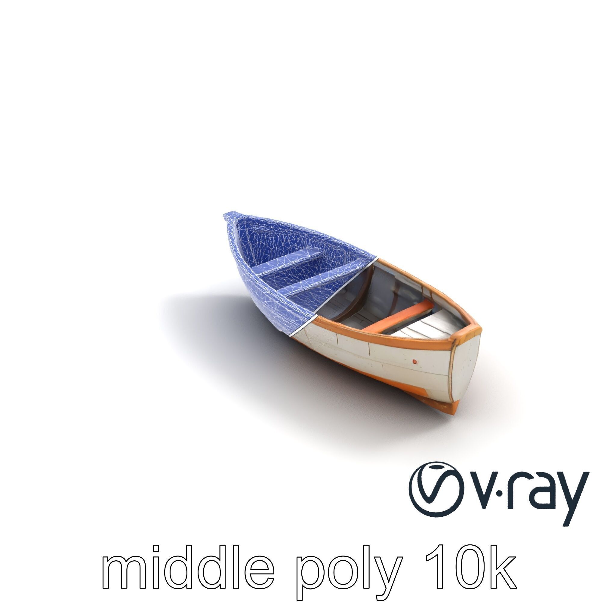 Weathered Rowboat with Cracked Hull and Oars model pack Low-poly 3D model_11