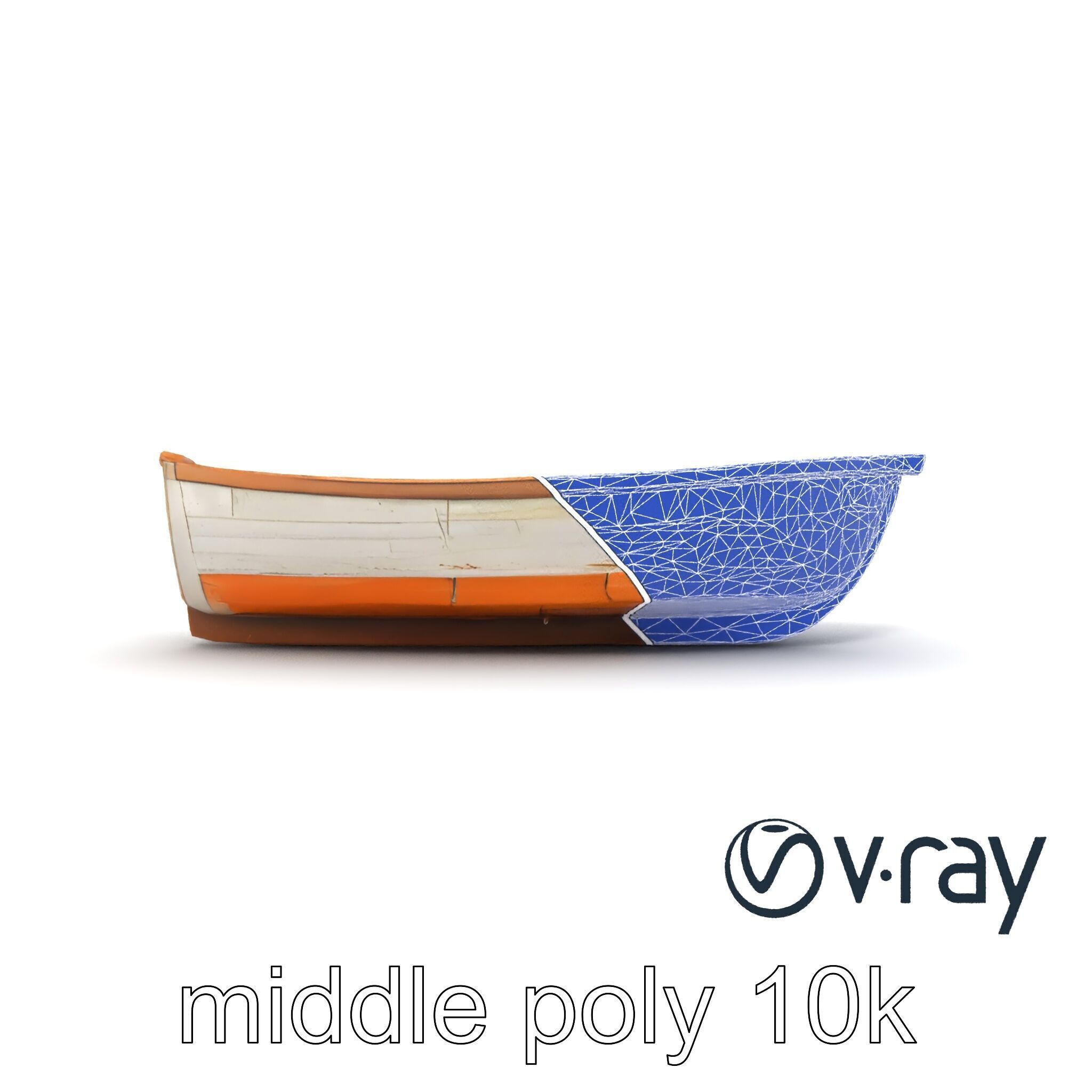 Weathered Rowboat with Cracked Hull and Oars model pack Low-poly 3D model_15