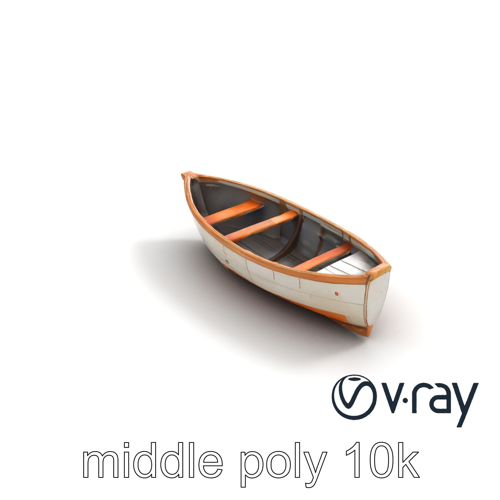 Weathered Rowboat with Cracked Hull and Oars model pack Low-poly 3D model_7