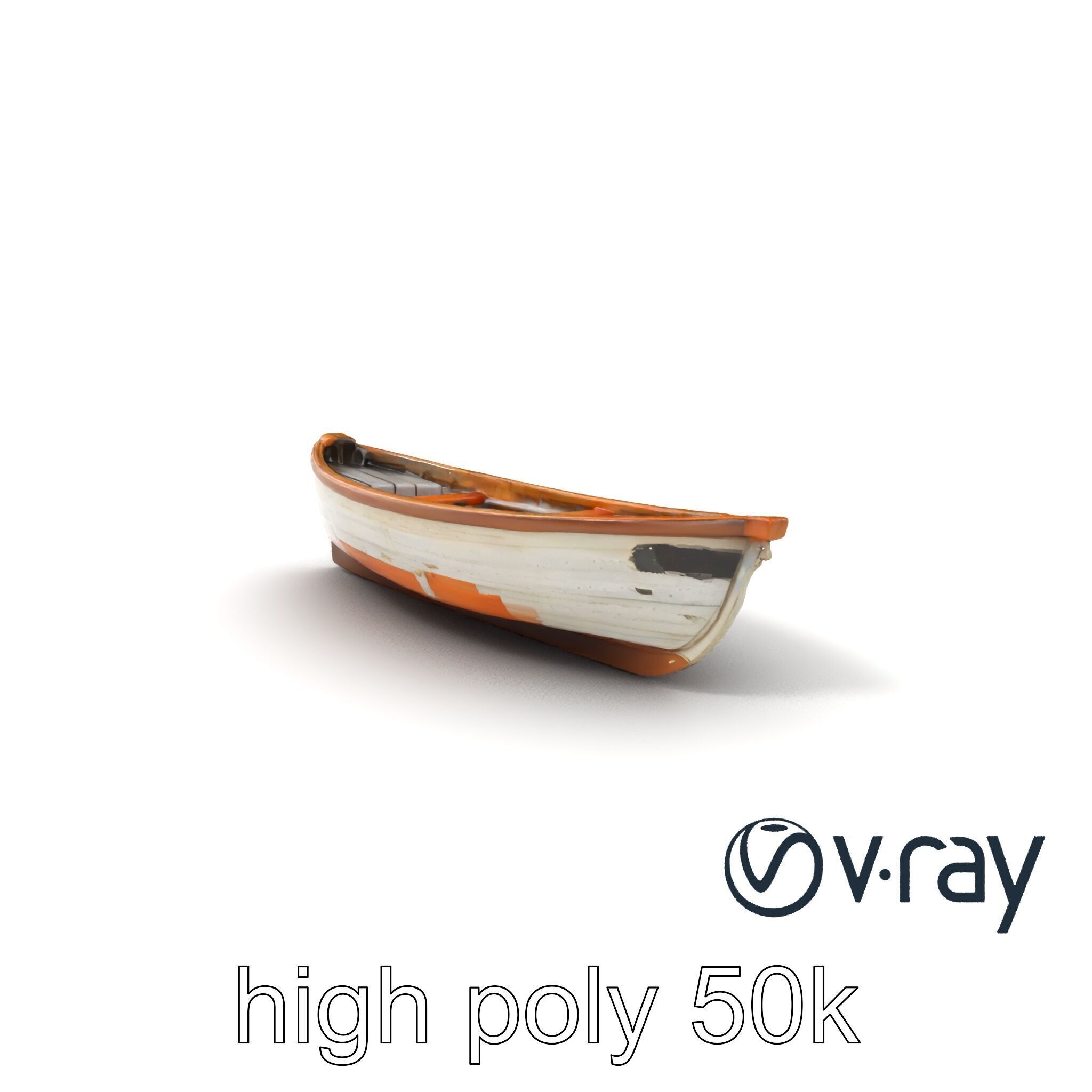 Weathered Rowboat with Cracked Hull and Oars model pack Low-poly 3D model_2