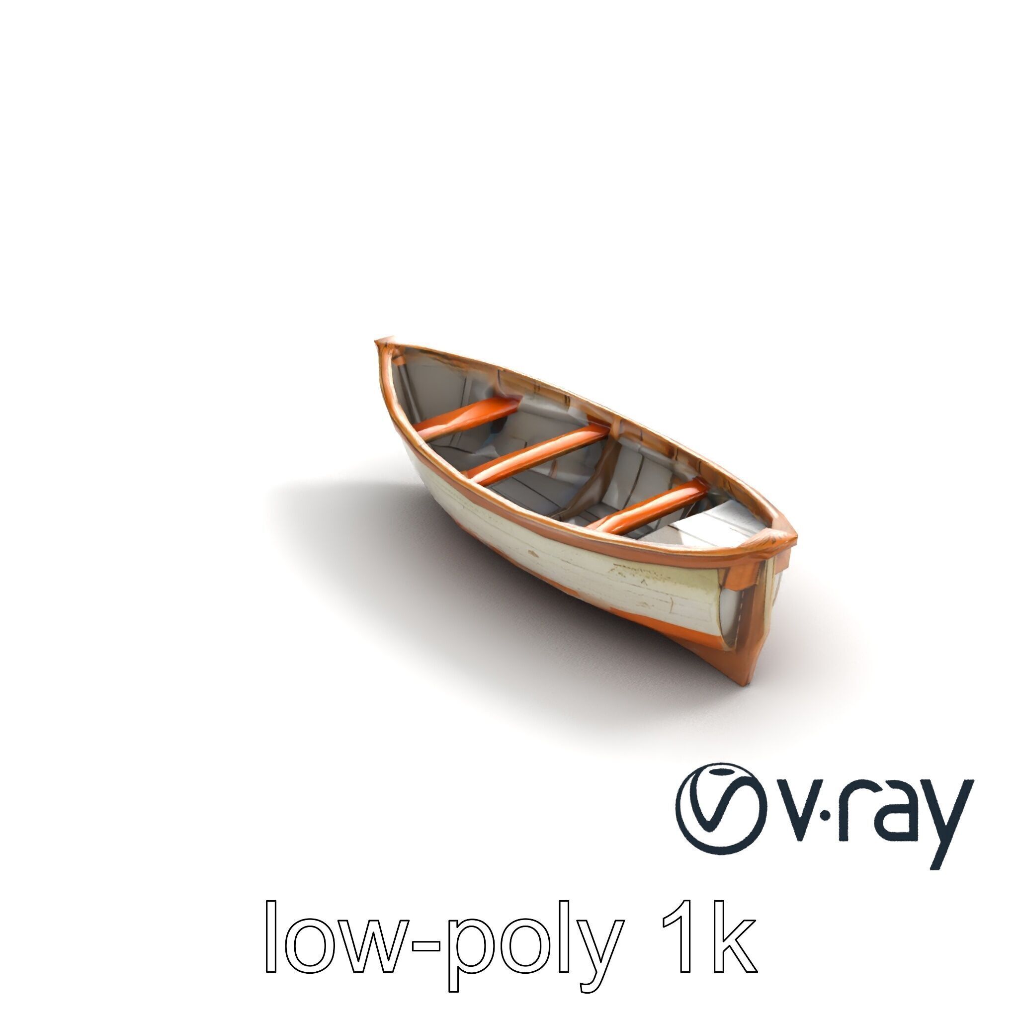 Weathered Rowboat with Cracked Hull and Oars model pack Low-poly 3D model_8
