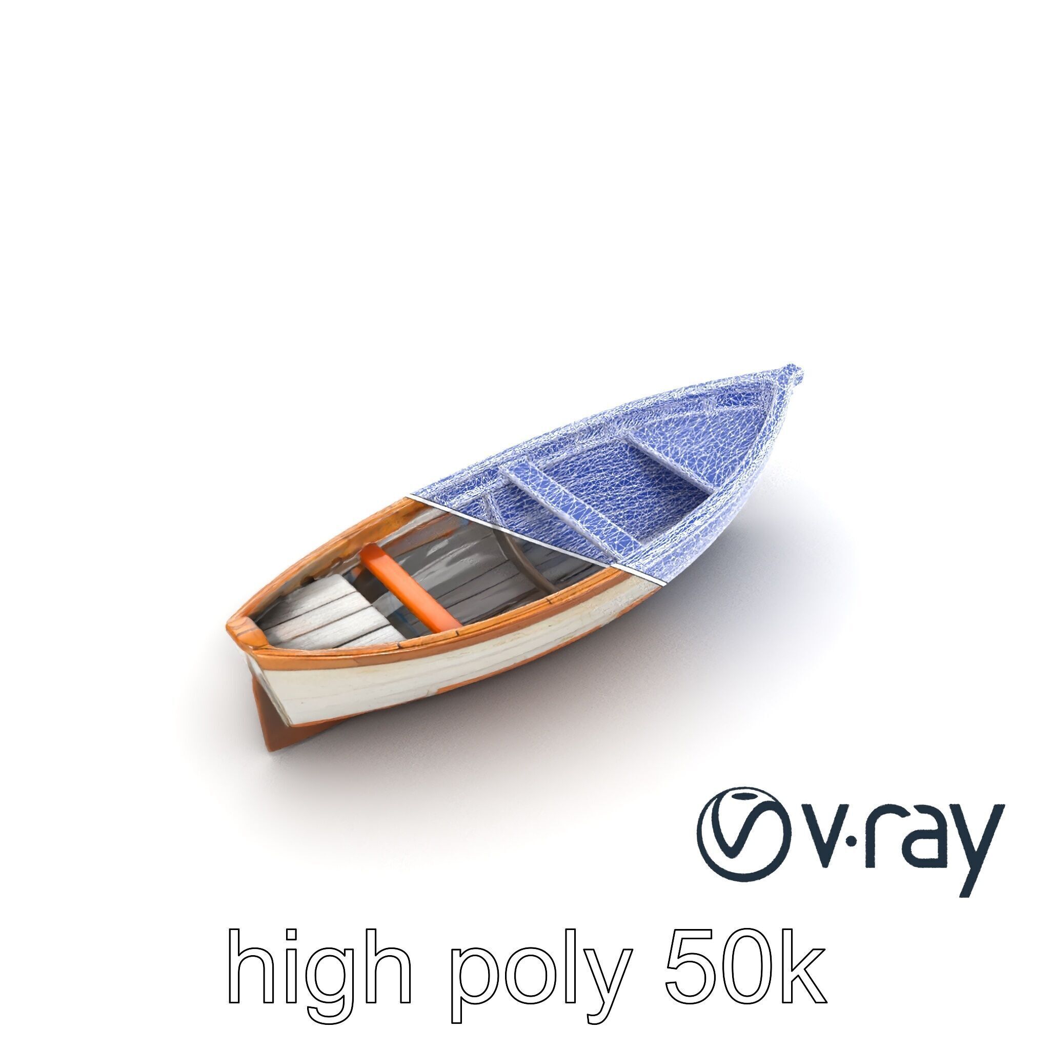 Weathered Rowboat with Cracked Hull and Oars model pack Low-poly 3D model_26