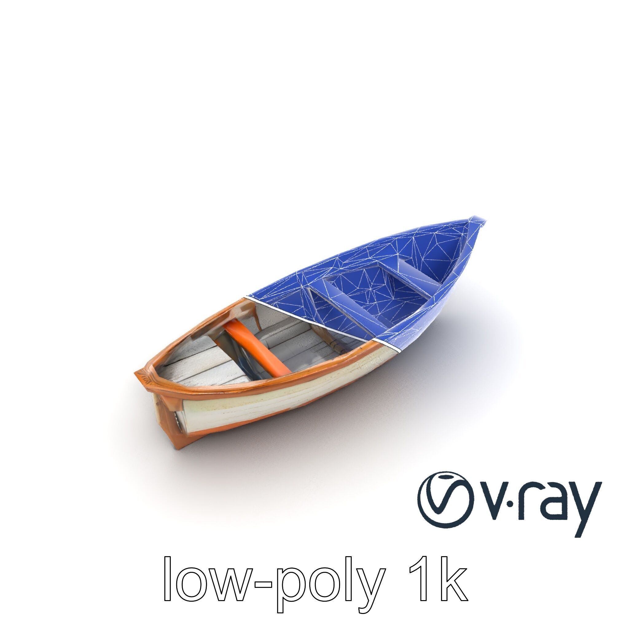 Weathered Rowboat with Cracked Hull and Oars model pack Low-poly 3D model_27