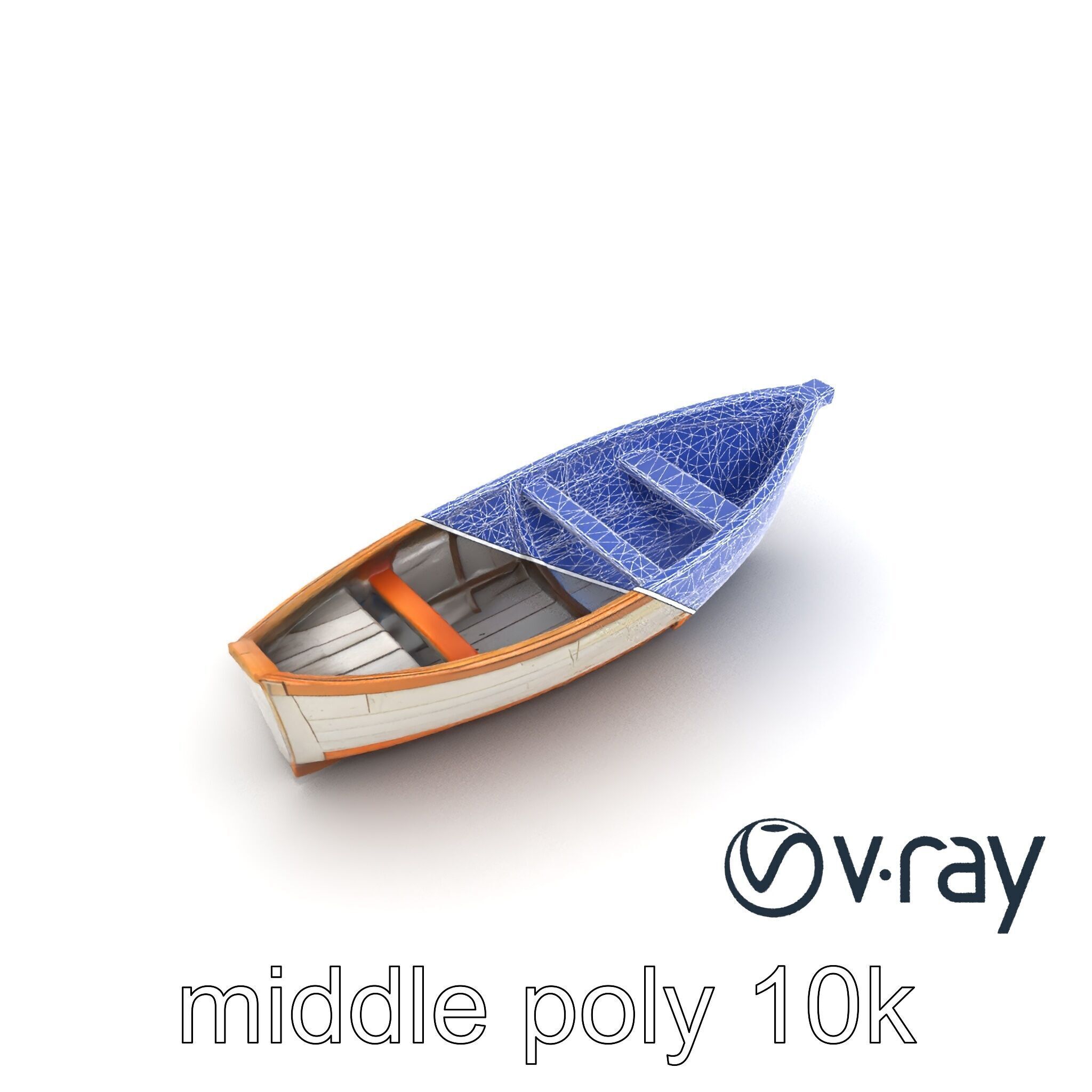Weathered Rowboat with Cracked Hull and Oars model pack Low-poly 3D model_28