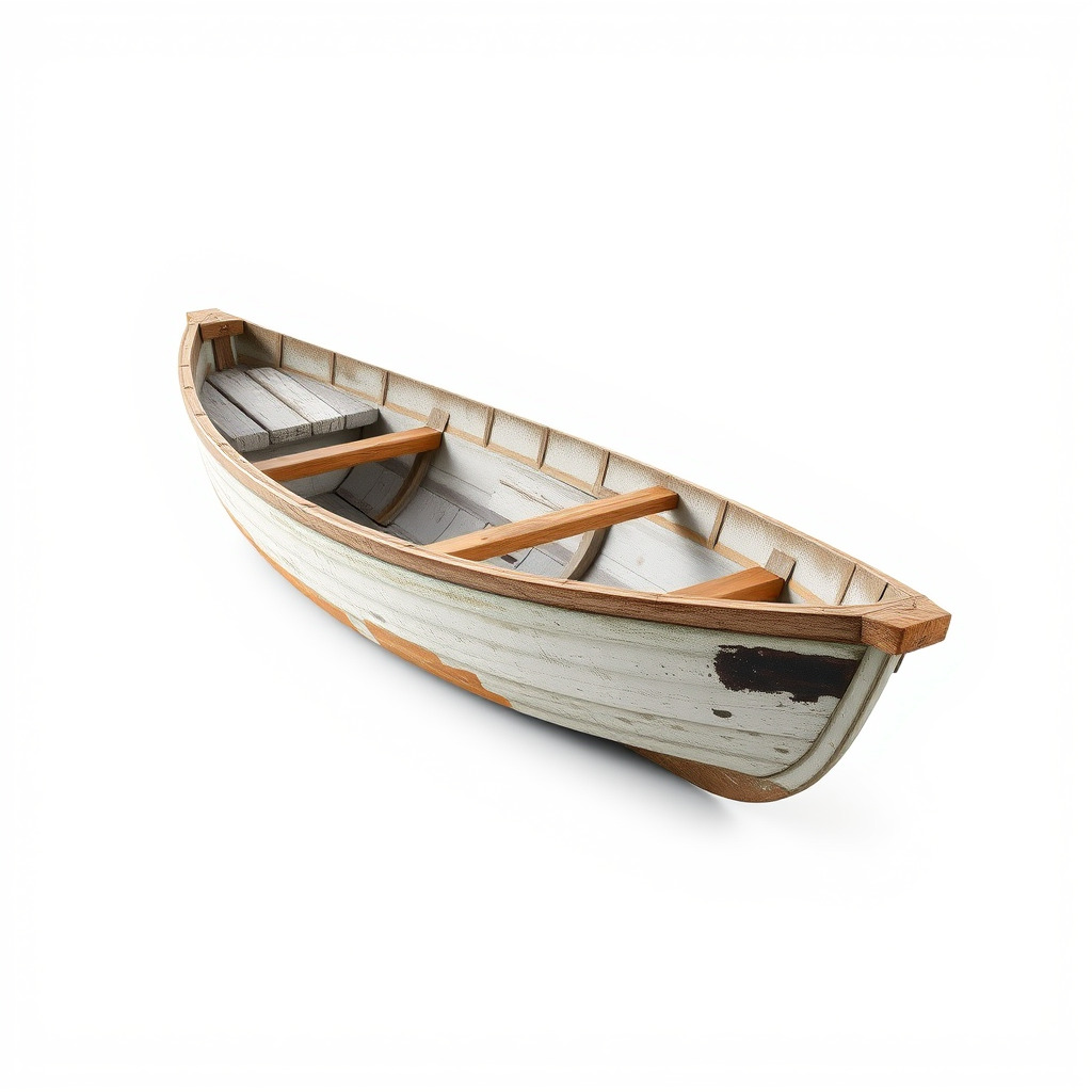 Weathered Rowboat with Cracked Hull and Oars model pack Low-poly 3D model_3