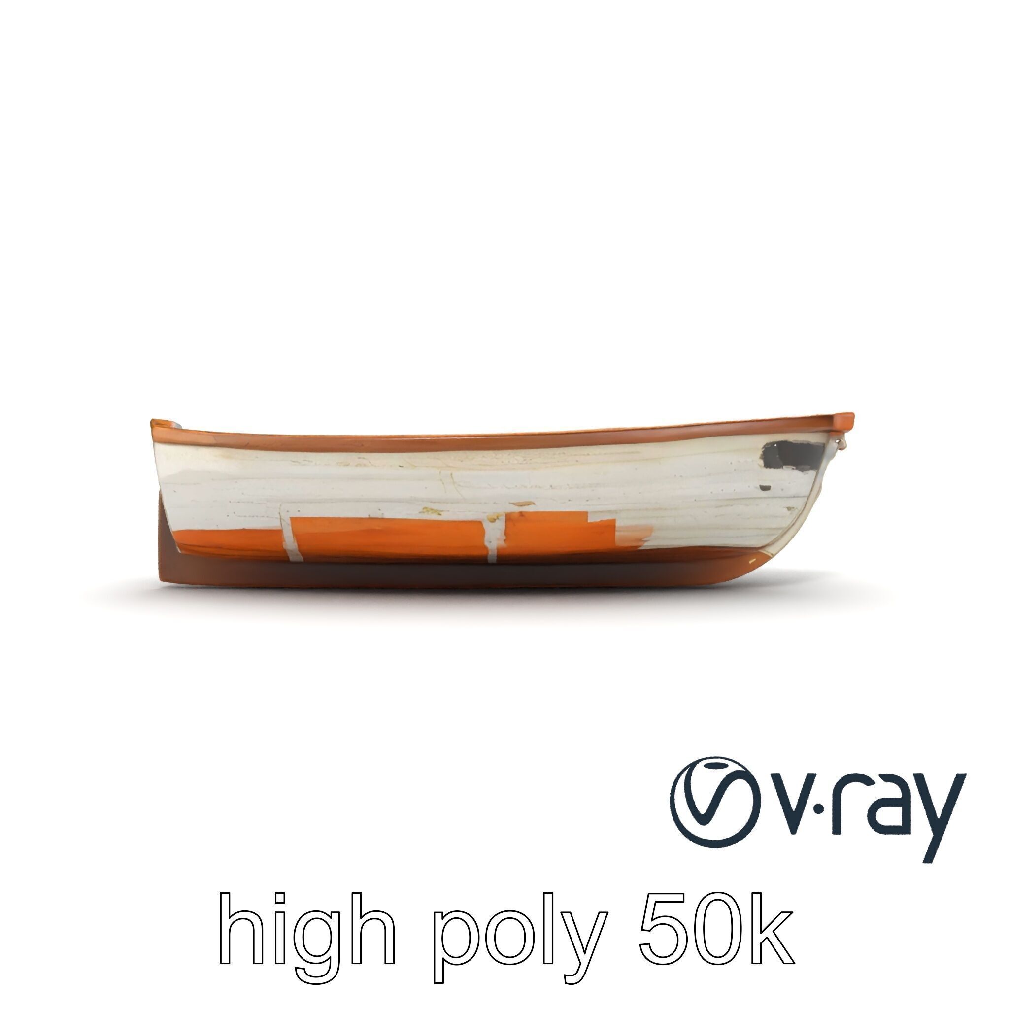 Weathered Rowboat with Cracked Hull and Oars model pack Low-poly 3D model_10