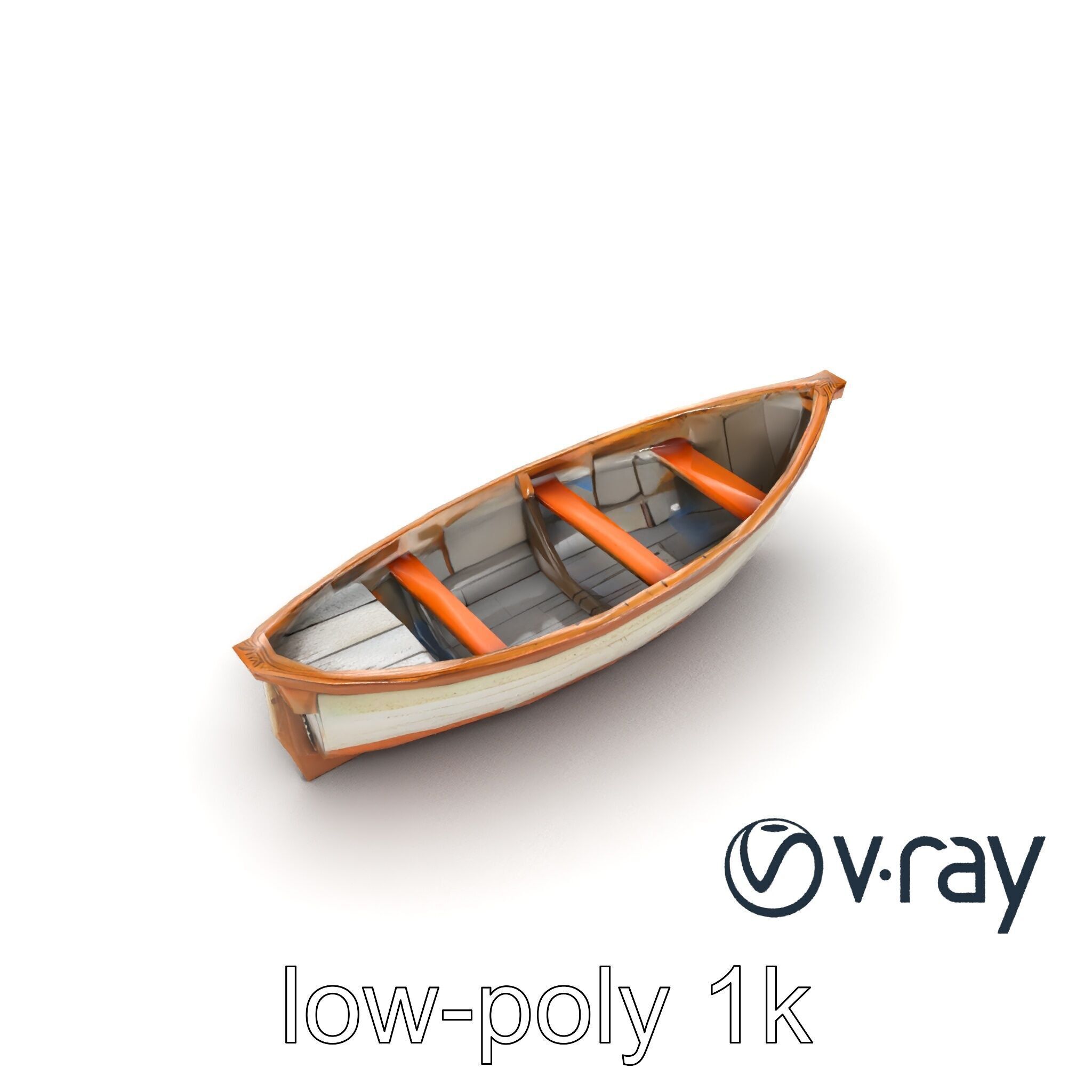 Weathered Rowboat with Cracked Hull and Oars model pack Low-poly 3D model_23