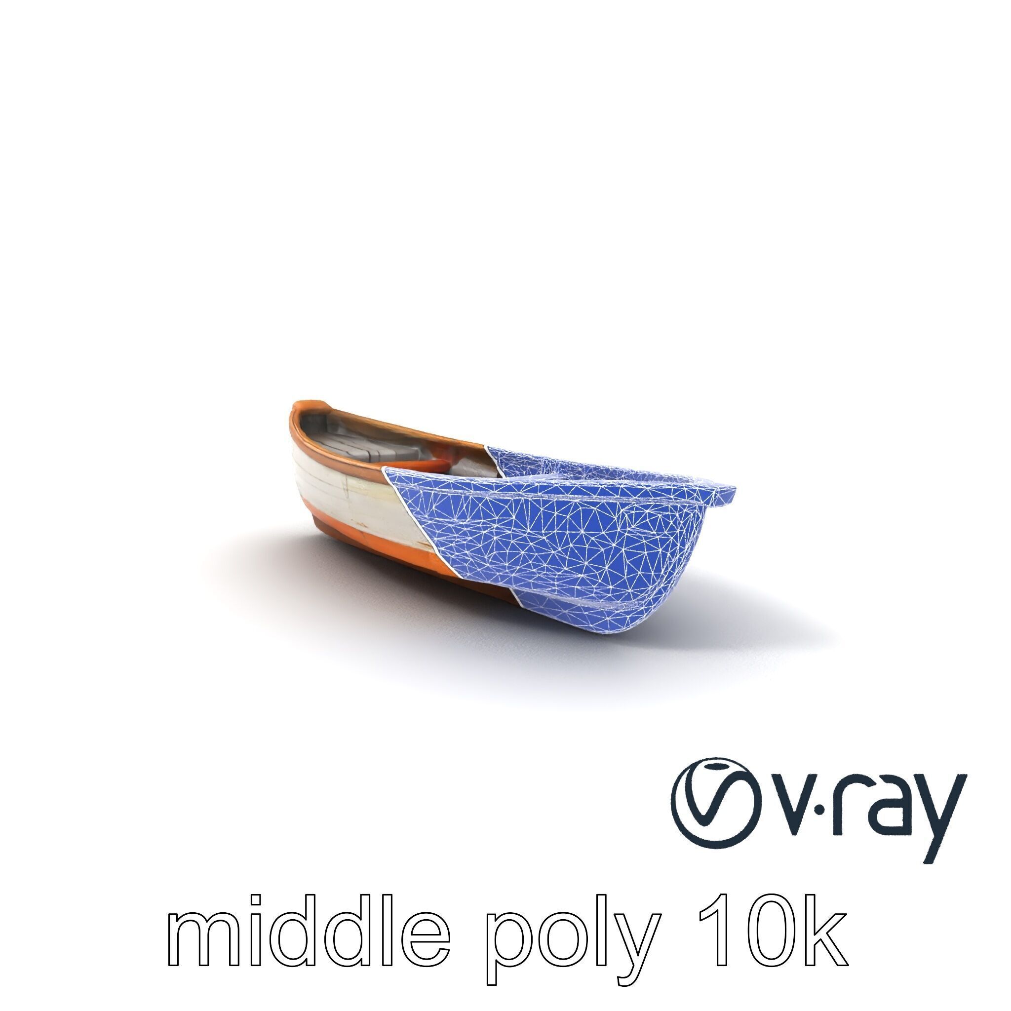 Weathered Rowboat with Cracked Hull and Oars model pack Low-poly 3D model_5