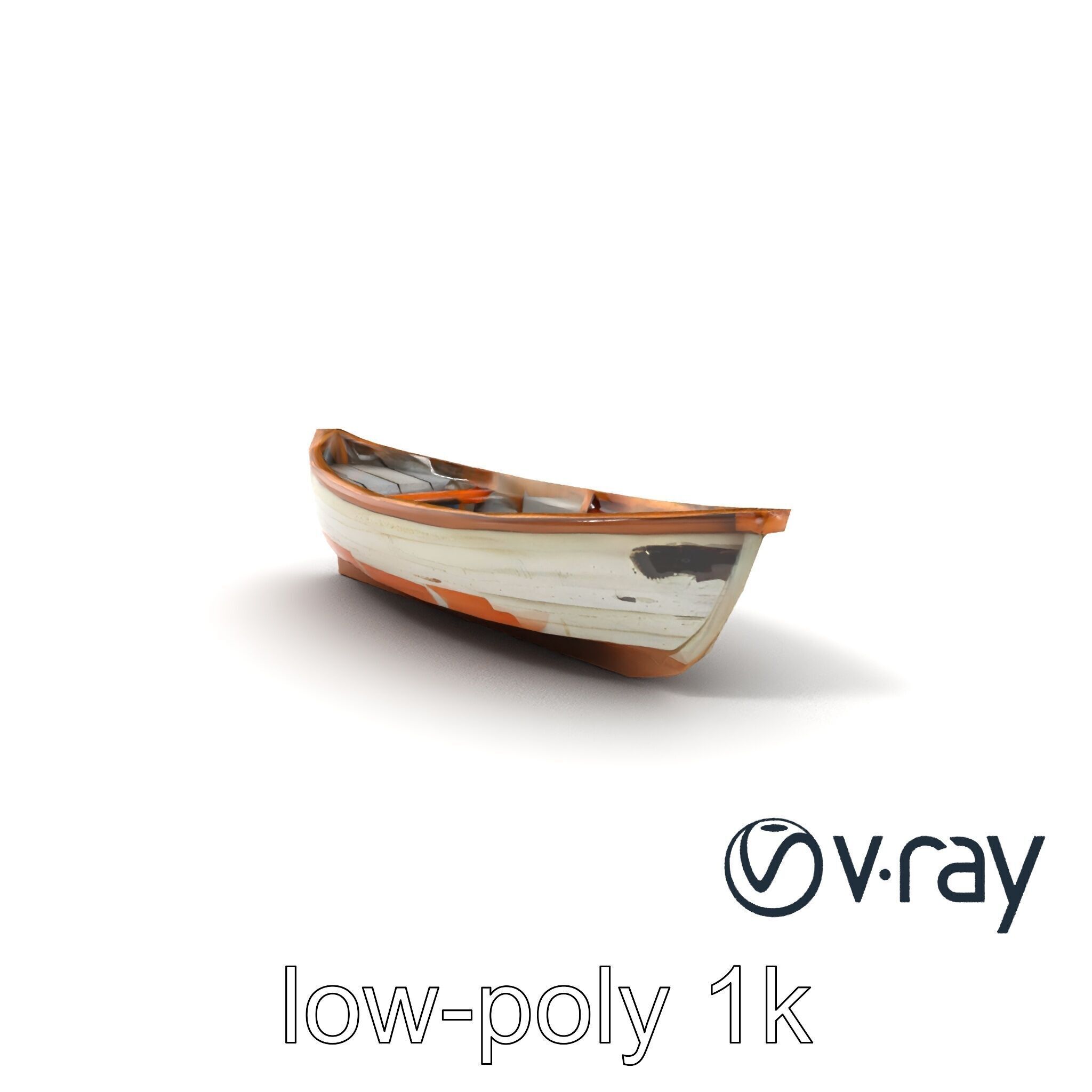Weathered Rowboat with Cracked Hull and Oars model pack Low-poly 3D model_4
