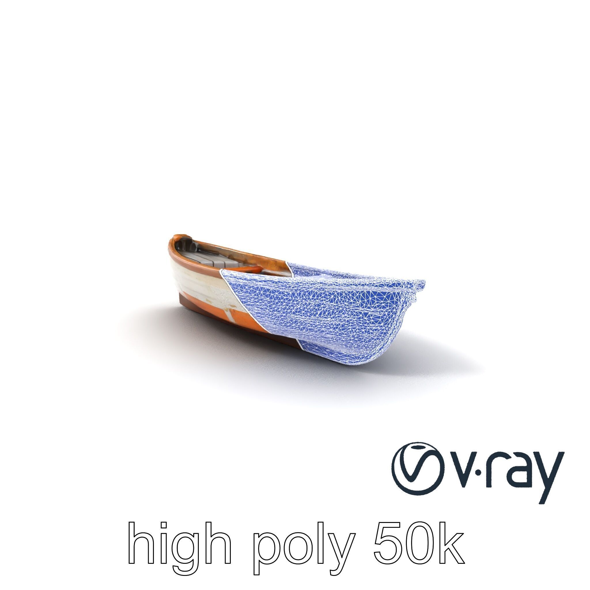 Weathered Rowboat with Cracked Hull and Oars model pack Low-poly 3D model_1