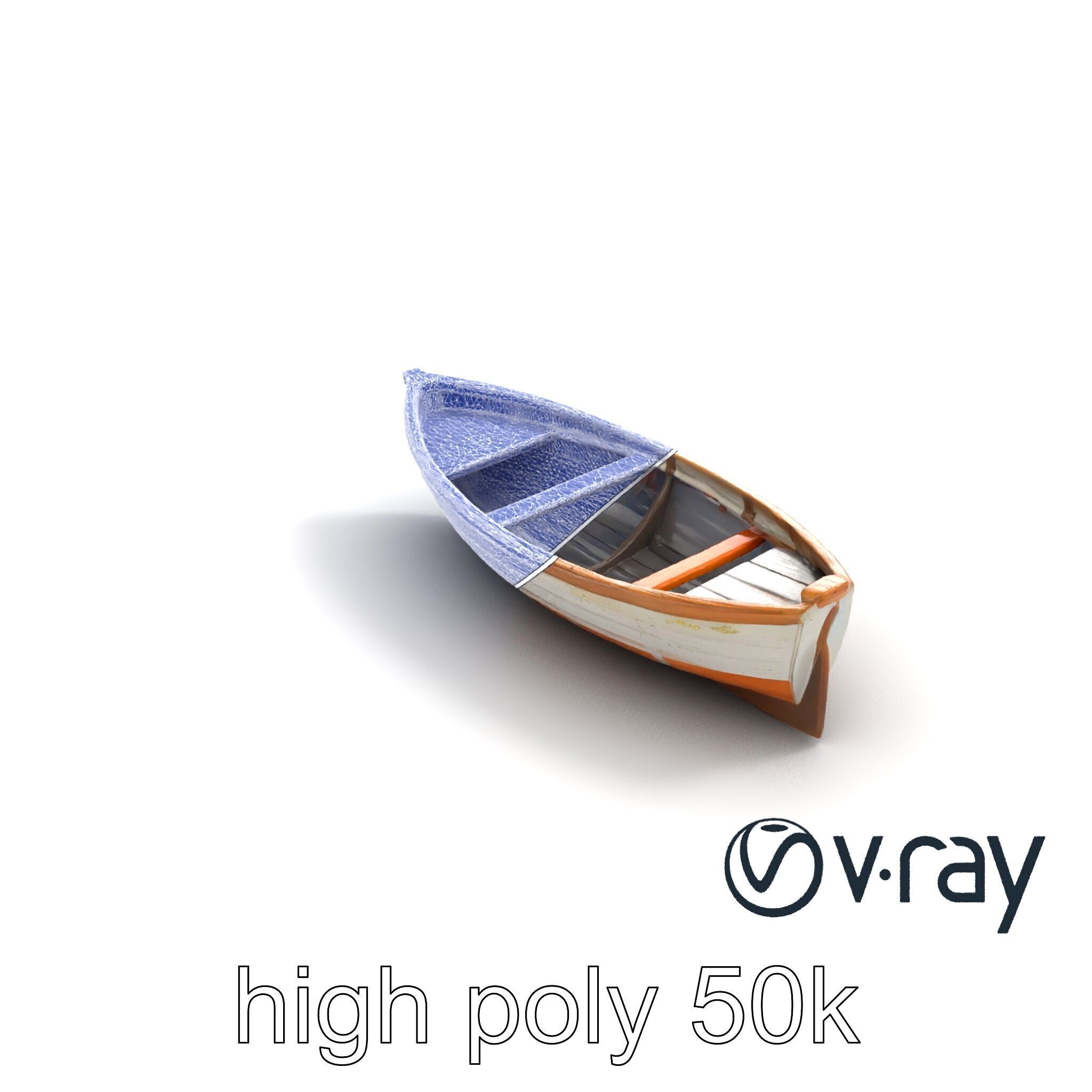 Weathered Rowboat with Cracked Hull and Oars model pack Low-poly 3D model_29
